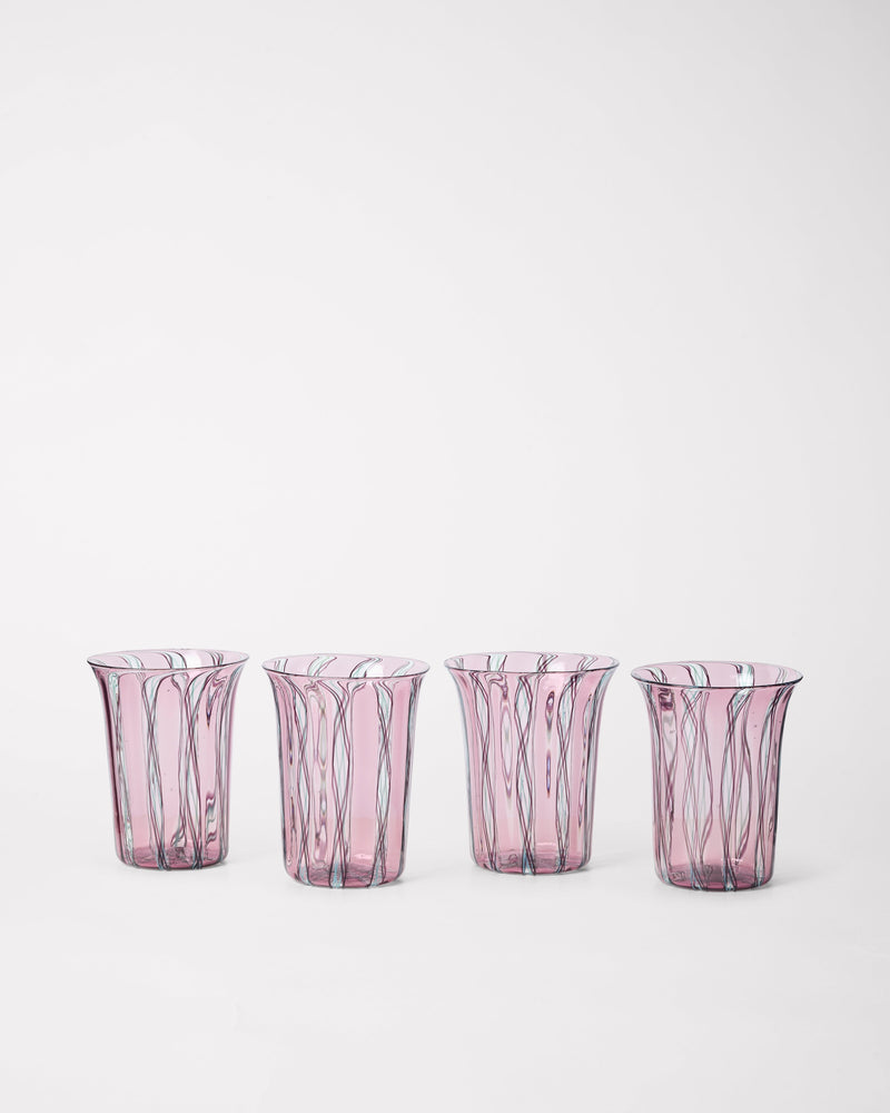 Clara Glasses - Set of four by Akua Objects | The Oblist — pink glass, modern design