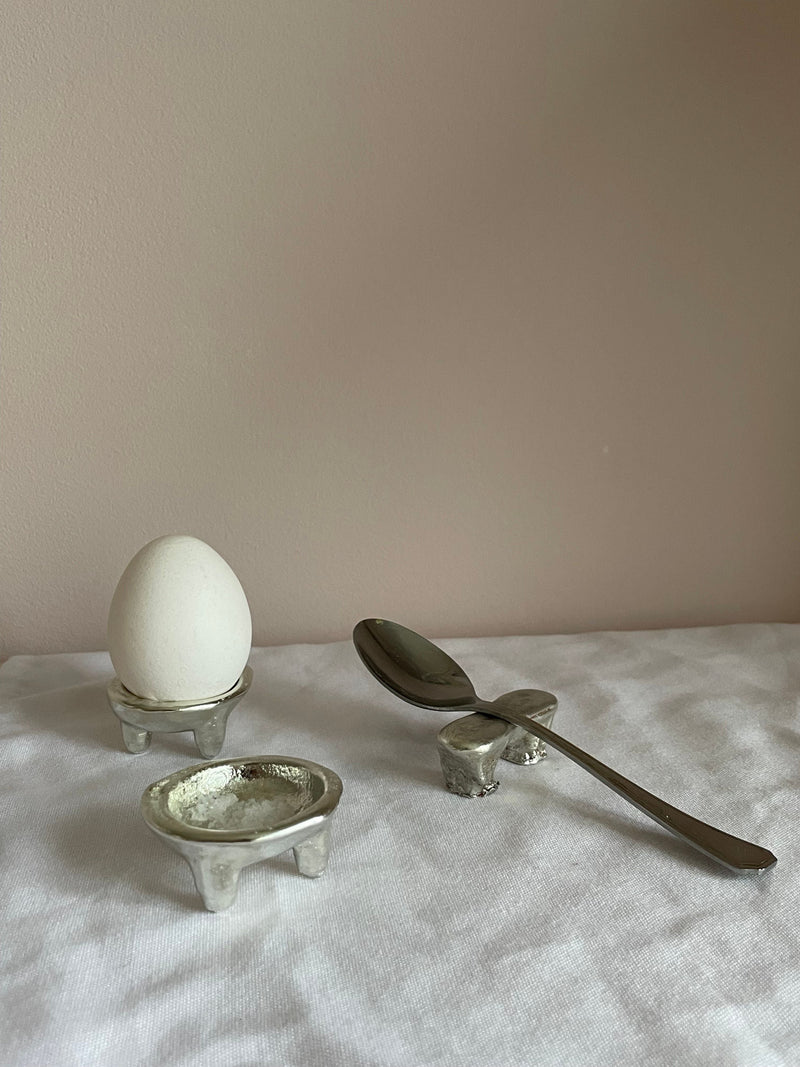 The Tin Collection / Breakfast Set — close-up of silver egg holder and spoon