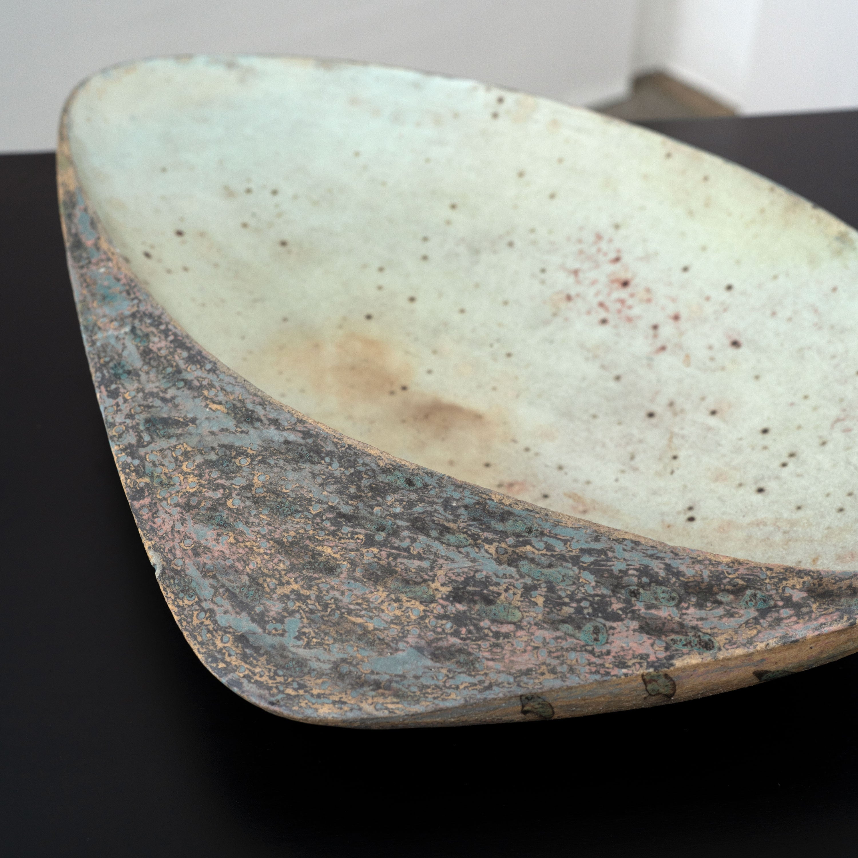 Interior detail view of large postmodern ceramic centrepiece bowl
