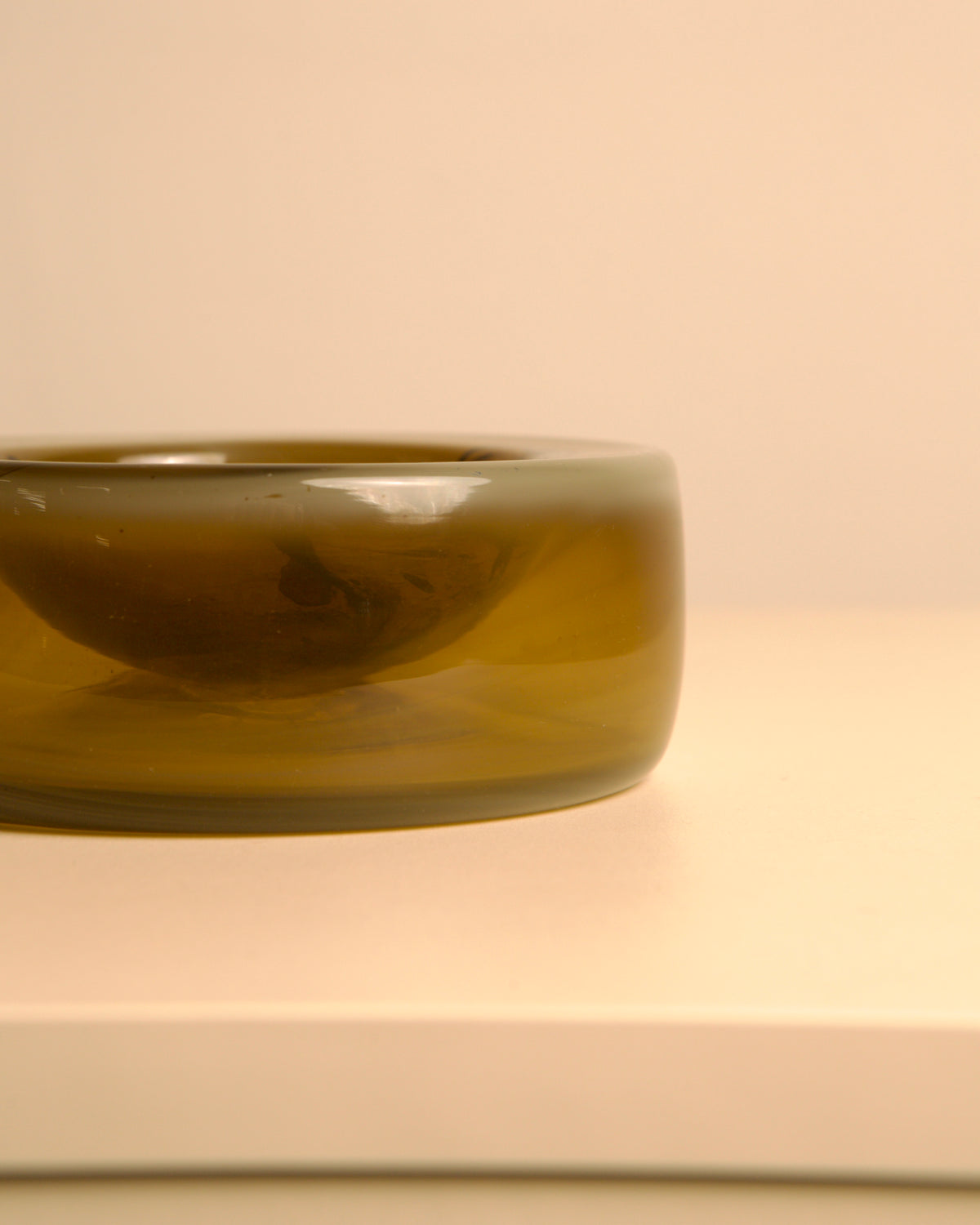 talian round amber Murano glass catch-all, 1980s — lifestyle setting