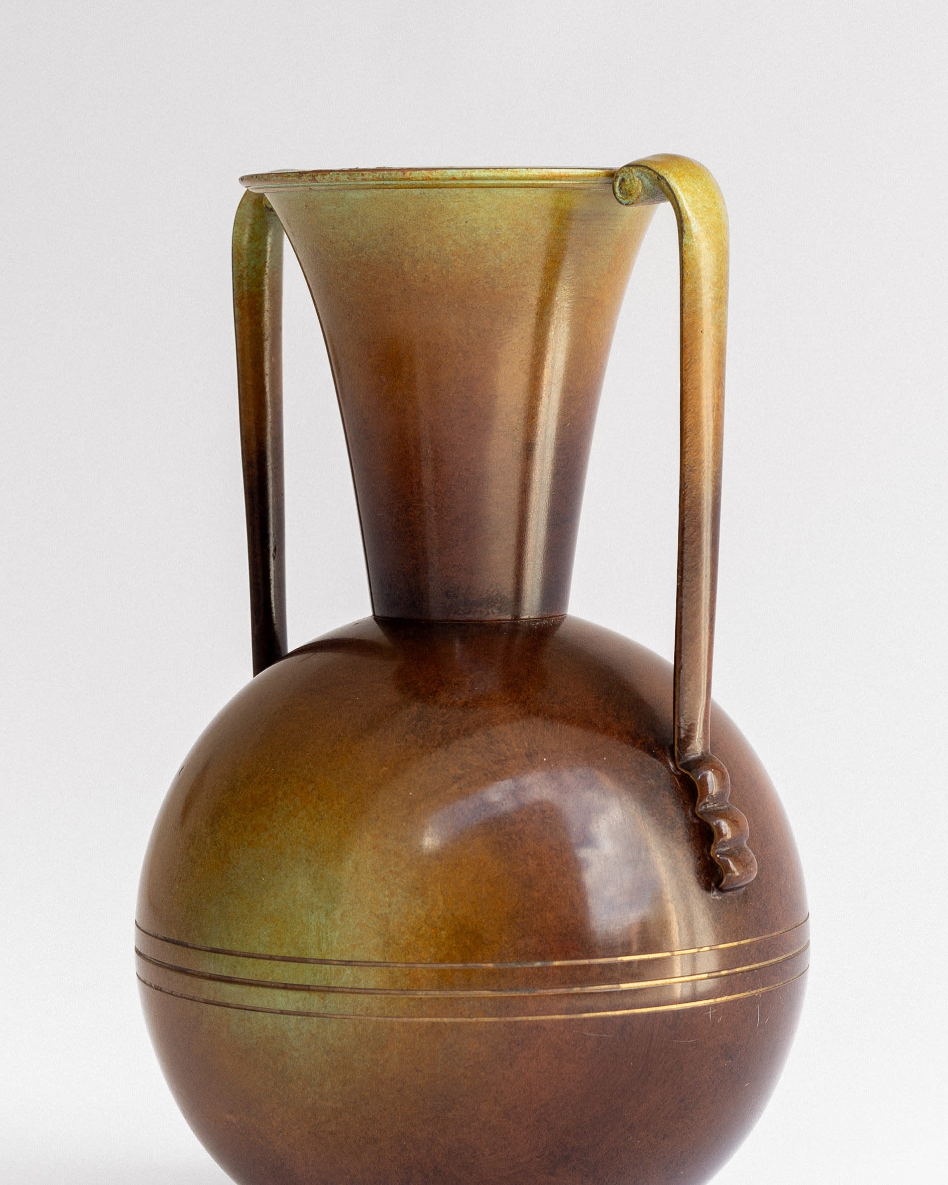 Art Deco Bronze Patinated Amphora by Ystad-Metall, Sweden, 1930s — close-up