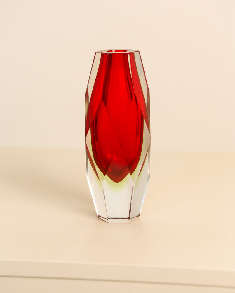 Red Diamond Vase by Flavio Poli for Seguso | The Oblist — handcrafted glass design