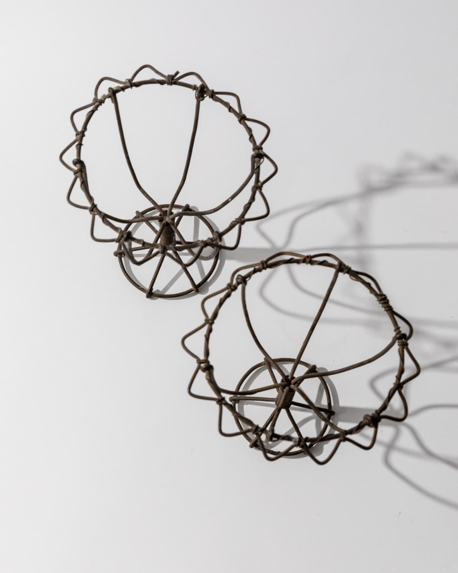 Antique 1850s Iron Wire Candleholder Set of 2