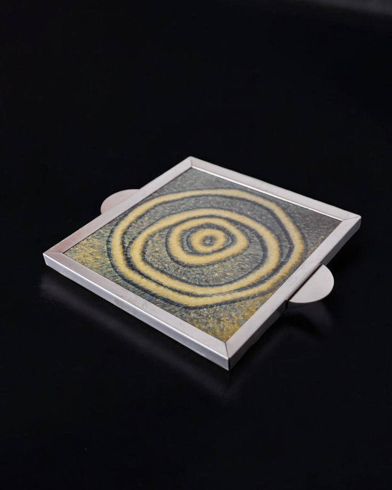 Space Age Spiral Ceramic Trivet by Malamar Studio | The Oblist — ceramic, yellow and gray
