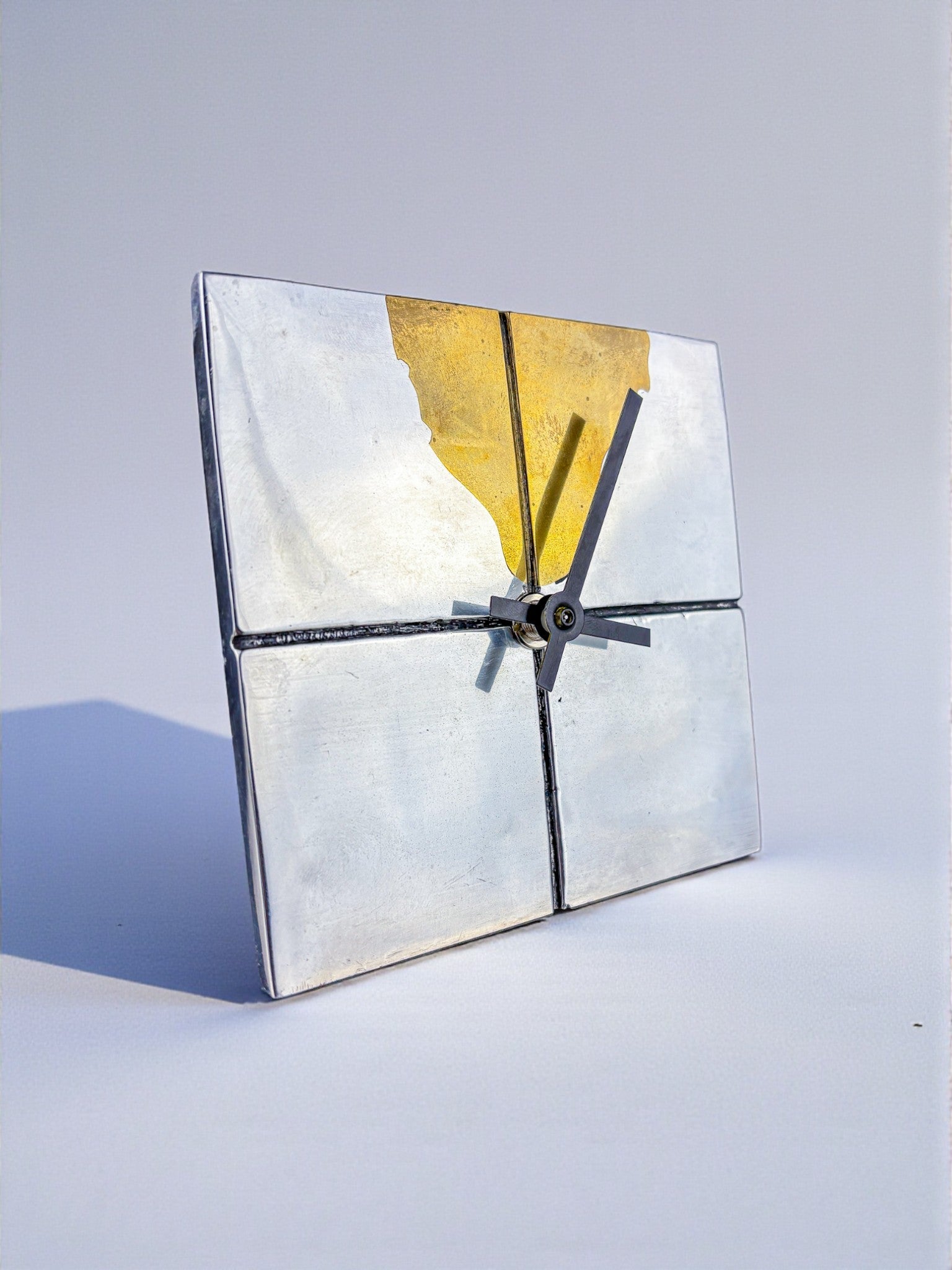 Brutalist Clock by Art3, Brass & Aluminium, Spain, 1980s by Malamar Studio | The Oblist