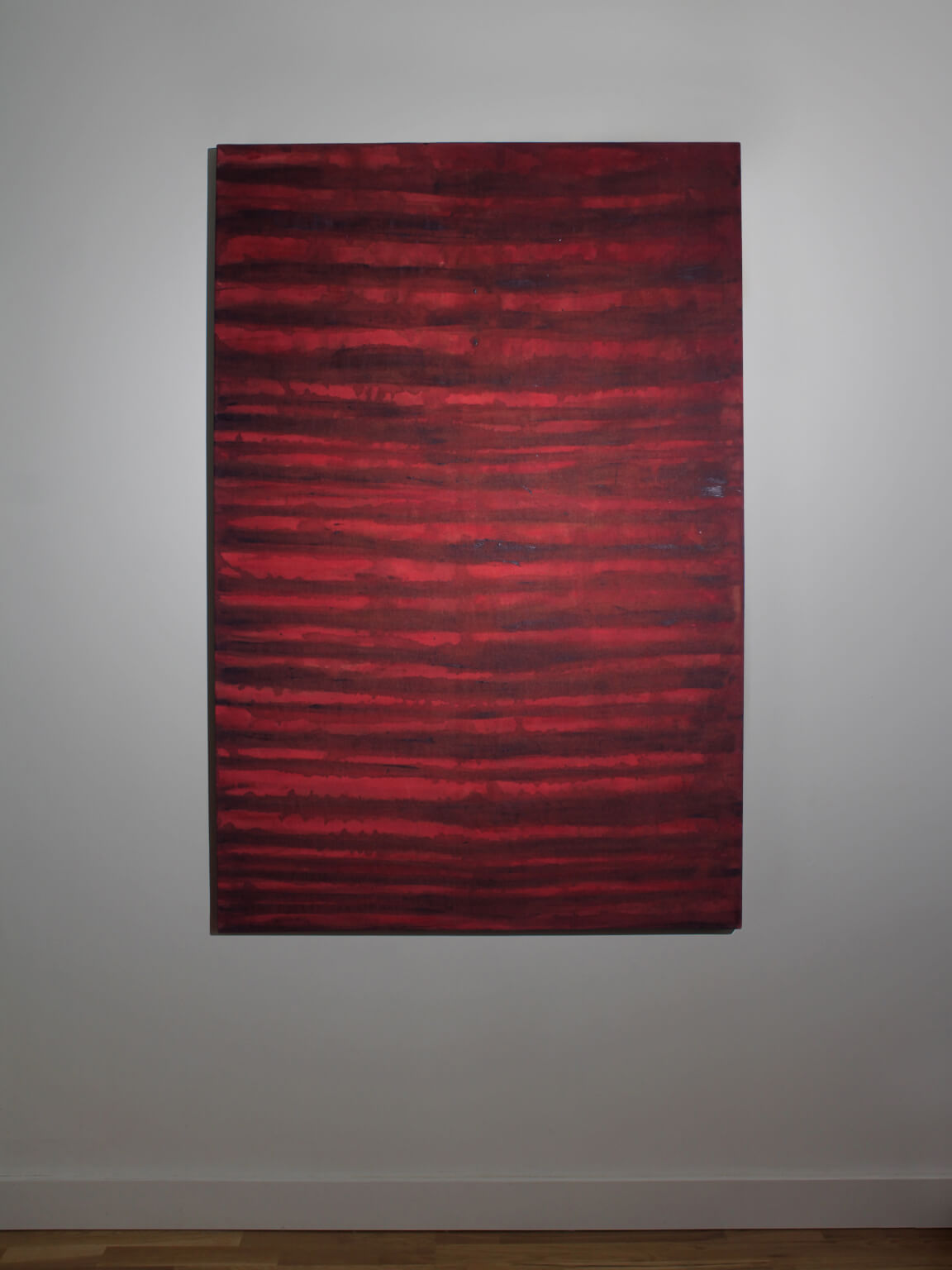 Horizontal Organic Lines In Pink And Black By Karina Savonenko, 80x120cm — side angle
