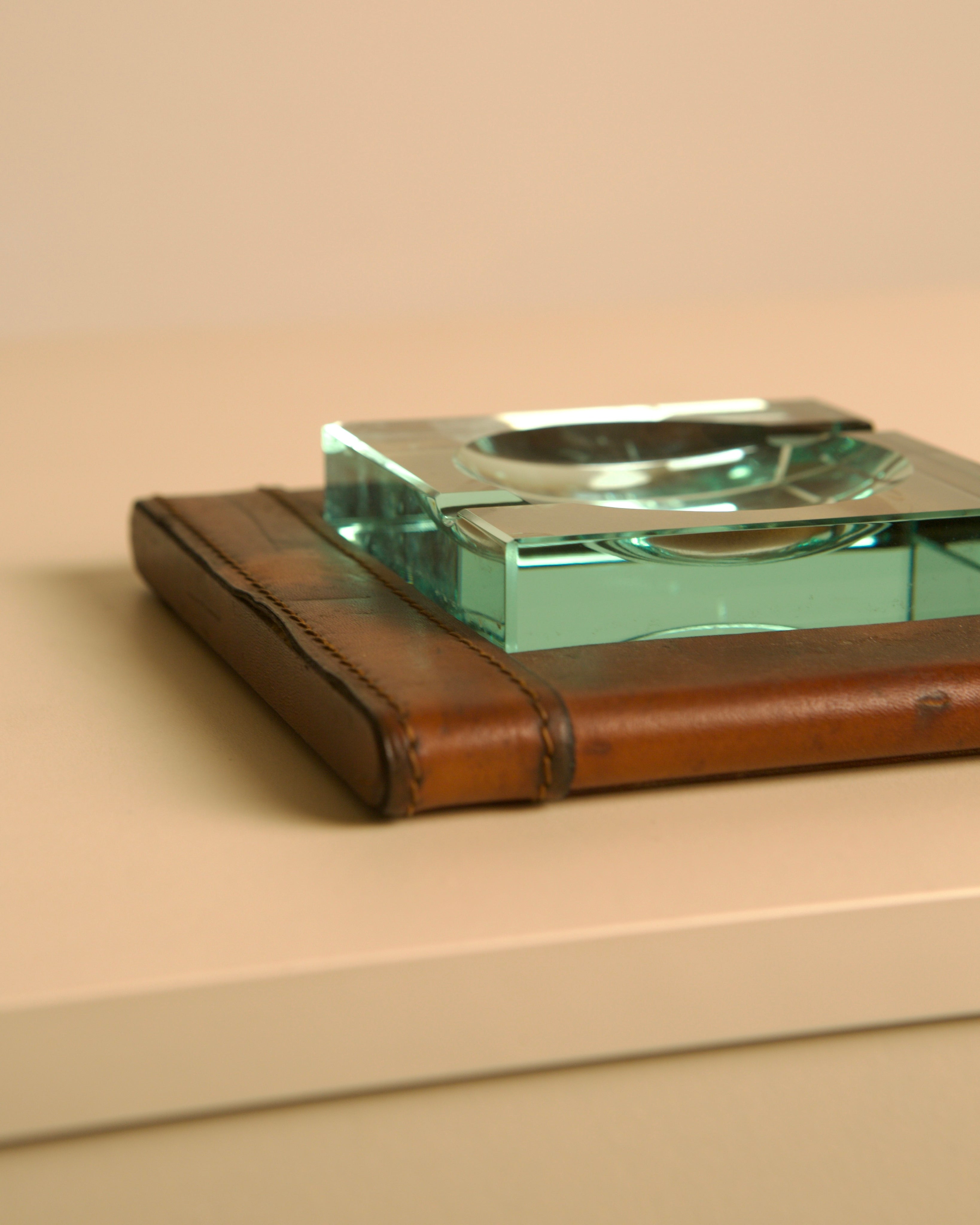 Square Italian Ashtray by Fontana Arte, 1960s — angled view on neutral surface
