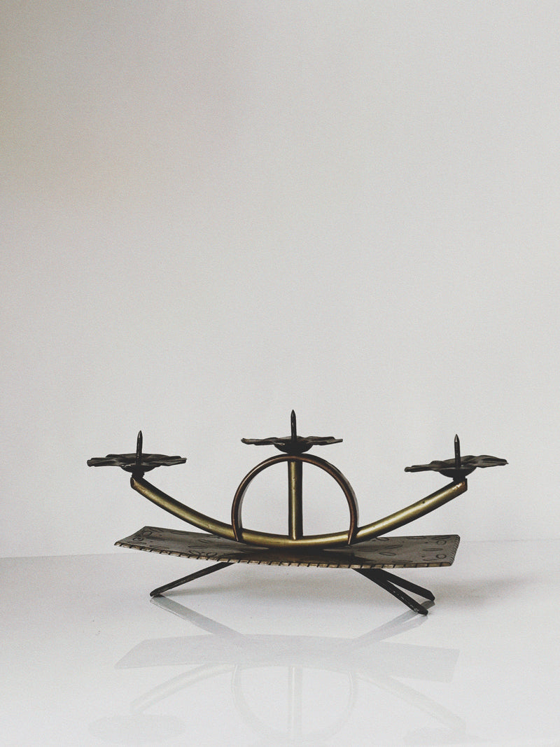 3 Arm Handmade Mid Century Candlestick, Poland by Huerto | The Oblist