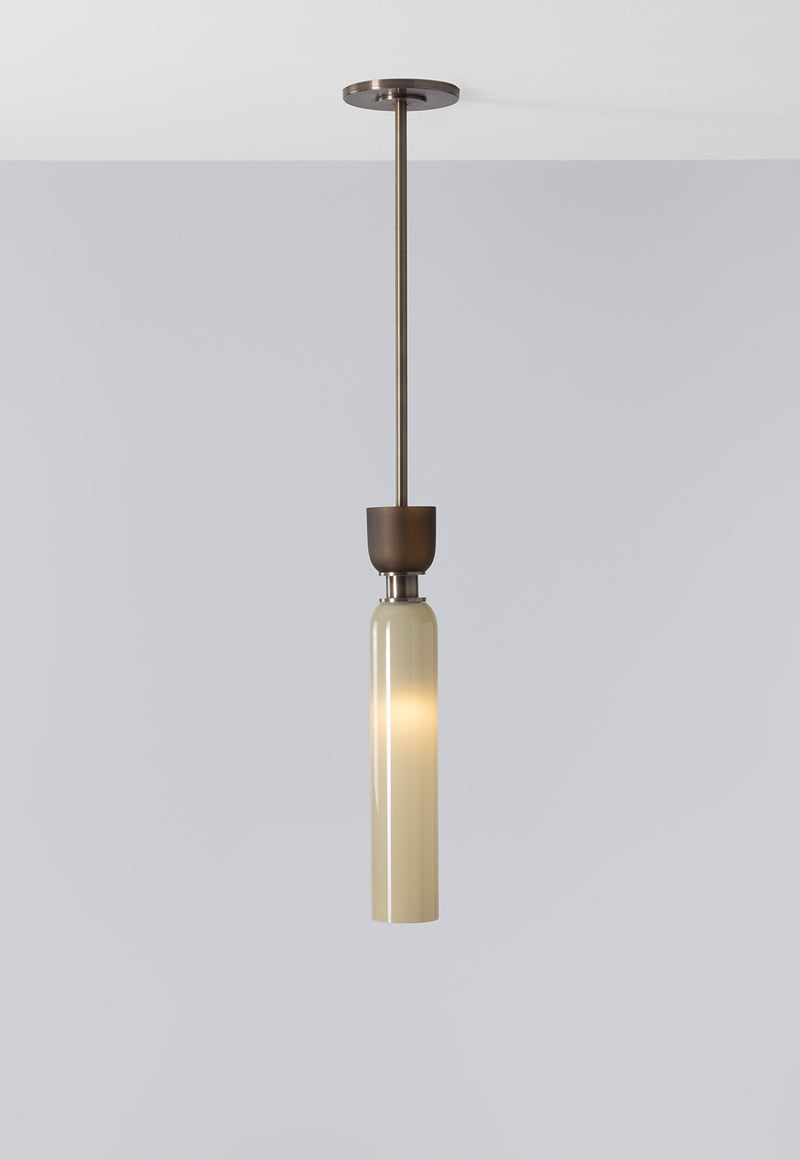 SkLO + Avroko Union Small Pendant - Light Beige/Olivin Frosted glass, Antique Brass finish by SkLO | The Oblist