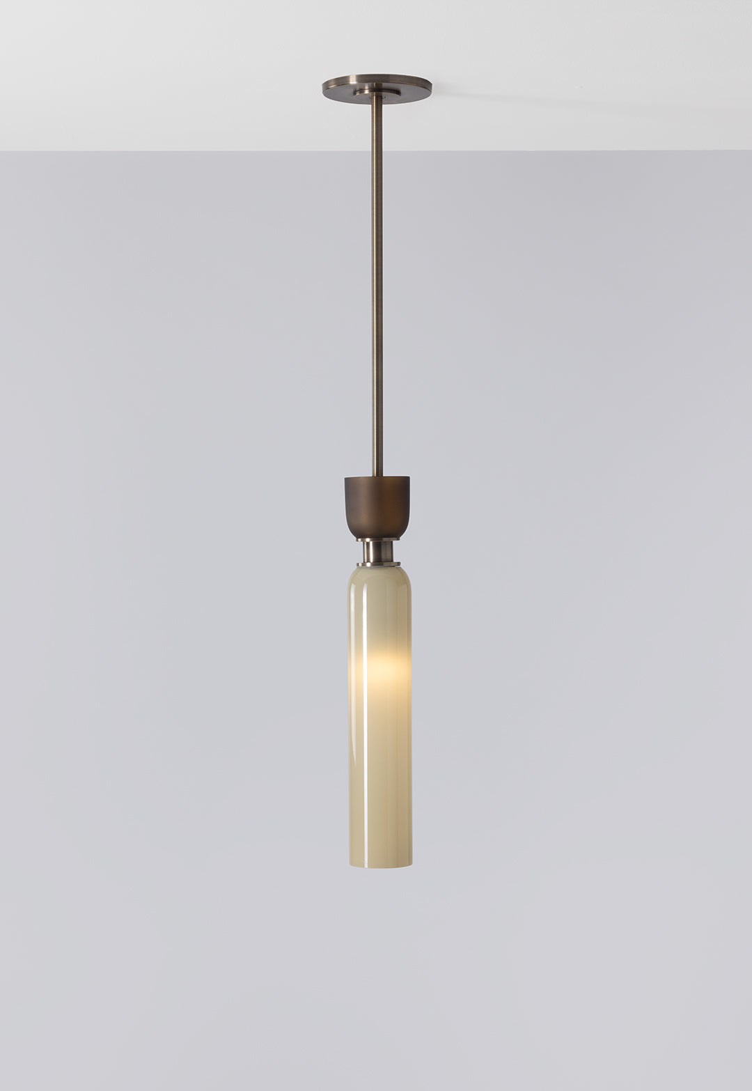 SkLO + Avroko Union Small Pendant - Light Beige/Olivin Frosted glass, Antique Brass finish by SkLO | The Oblist
