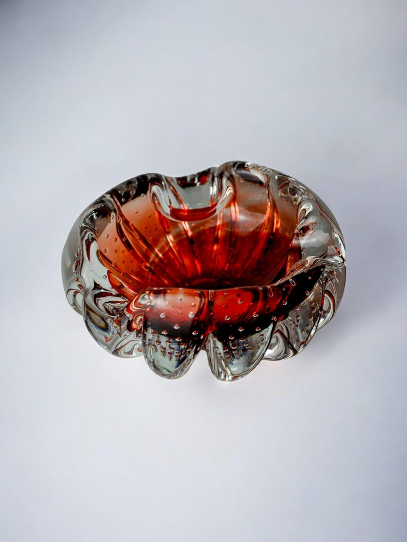 Sommerso Ashtray by Flavio Poli for Seguso | The Oblist — vintage glass, amber color