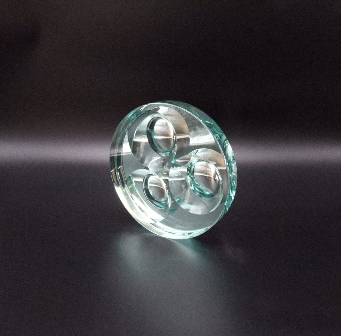 Green Glass Ashtray attributed to Fontana Arte, Italy, 1960s — side angle