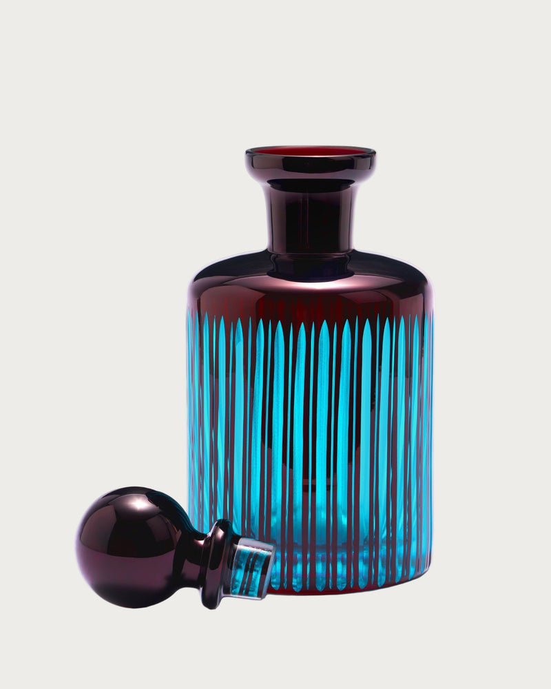 Prism Decanter - Bordeaux — close-up of glass with blue stripes