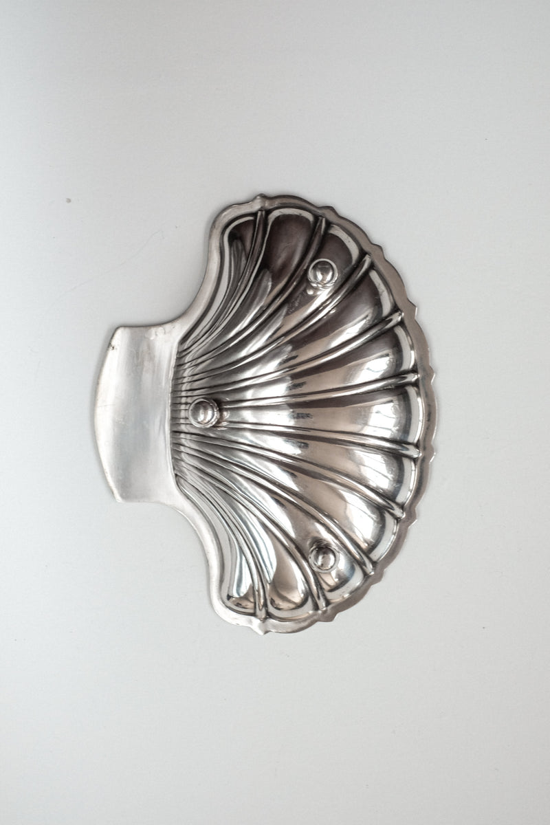 Shell Shaped Butter Dish — close-up of polished silver surface