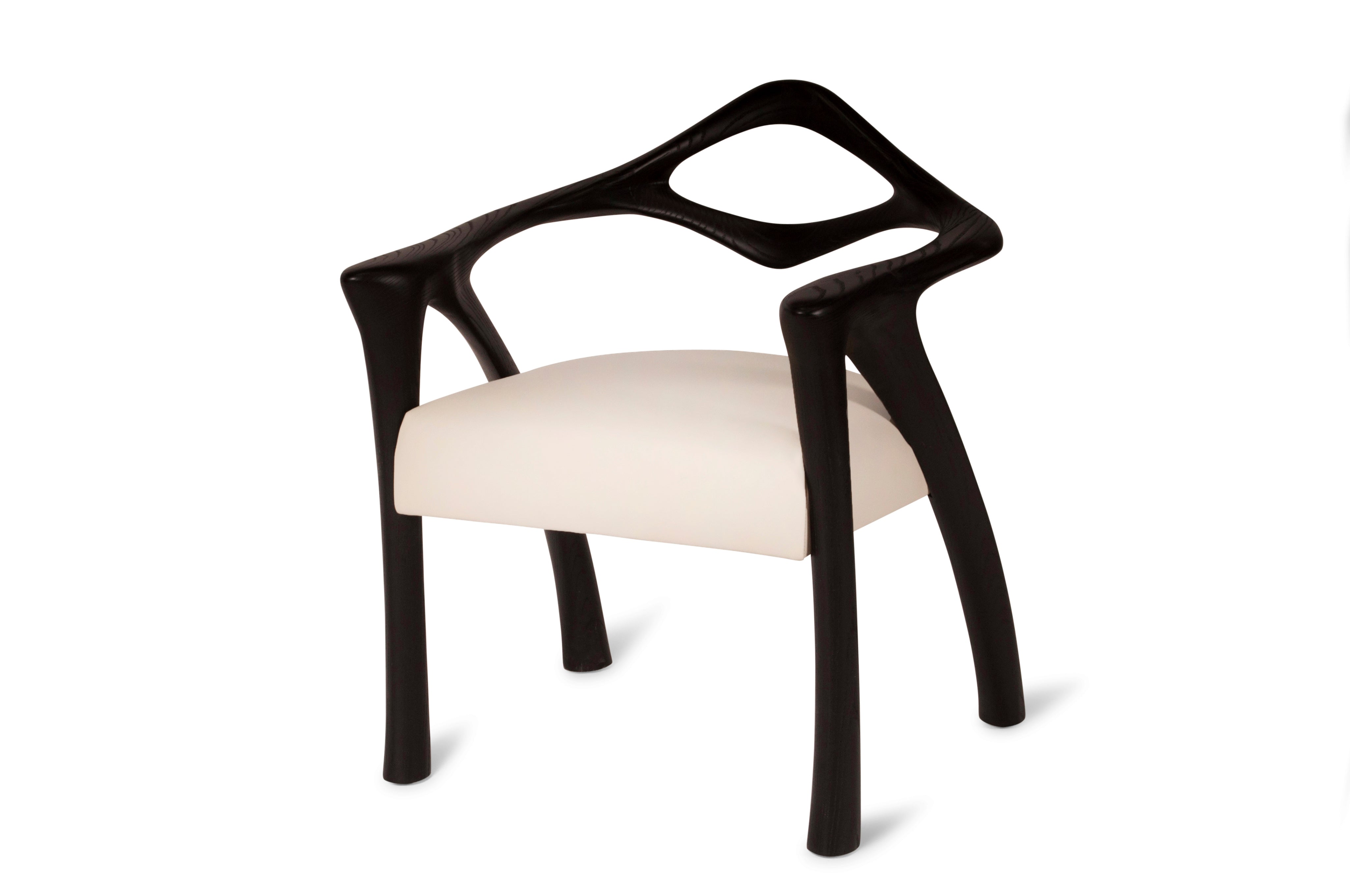 Darcey Armchair in Ash wood by Amorph — front view highlighting curved armrests