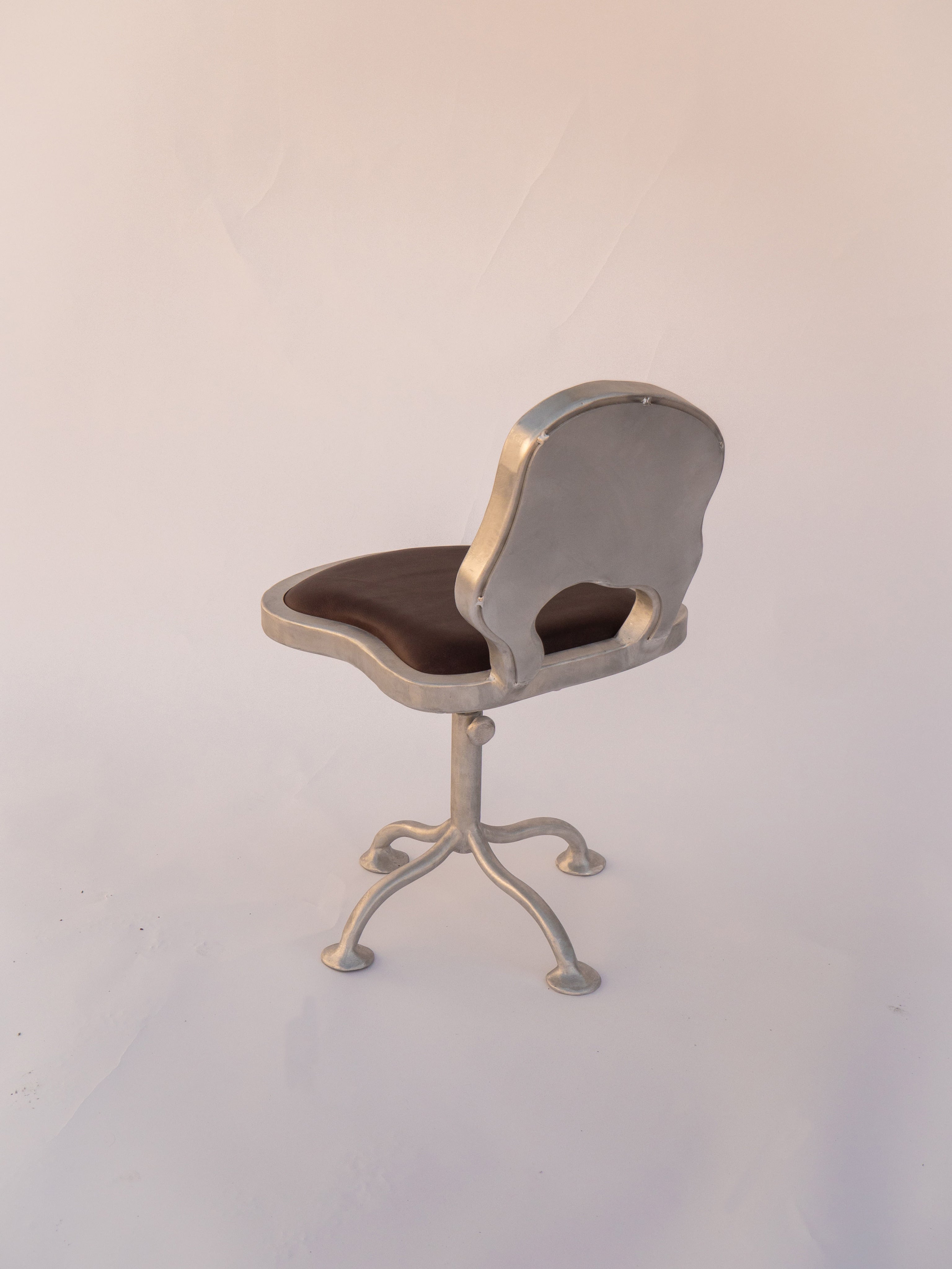 Contemporary Office Chair — side angle showing metal frame and brown seat