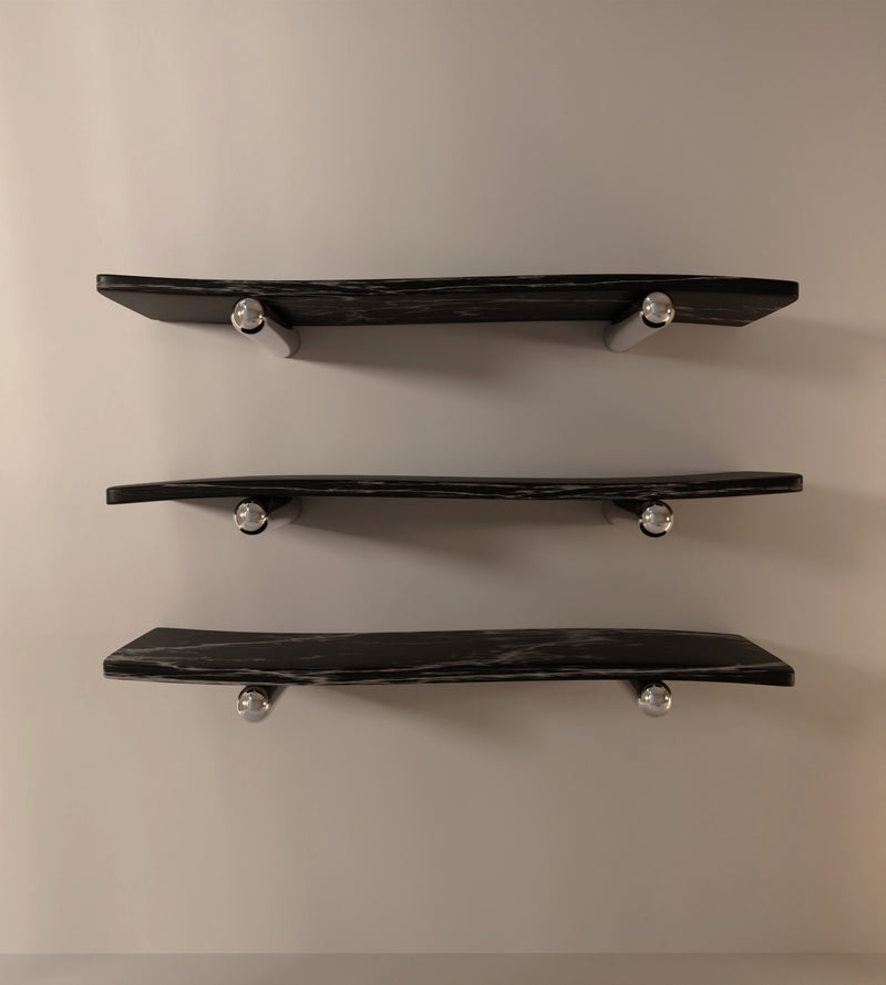 “Velo” Shelves | Marble Stainless Steel — detail view