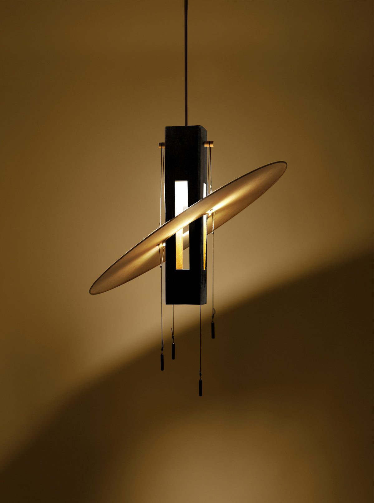 Nova Pendant Light - Black terracotta & Gold. — lifestyle setting