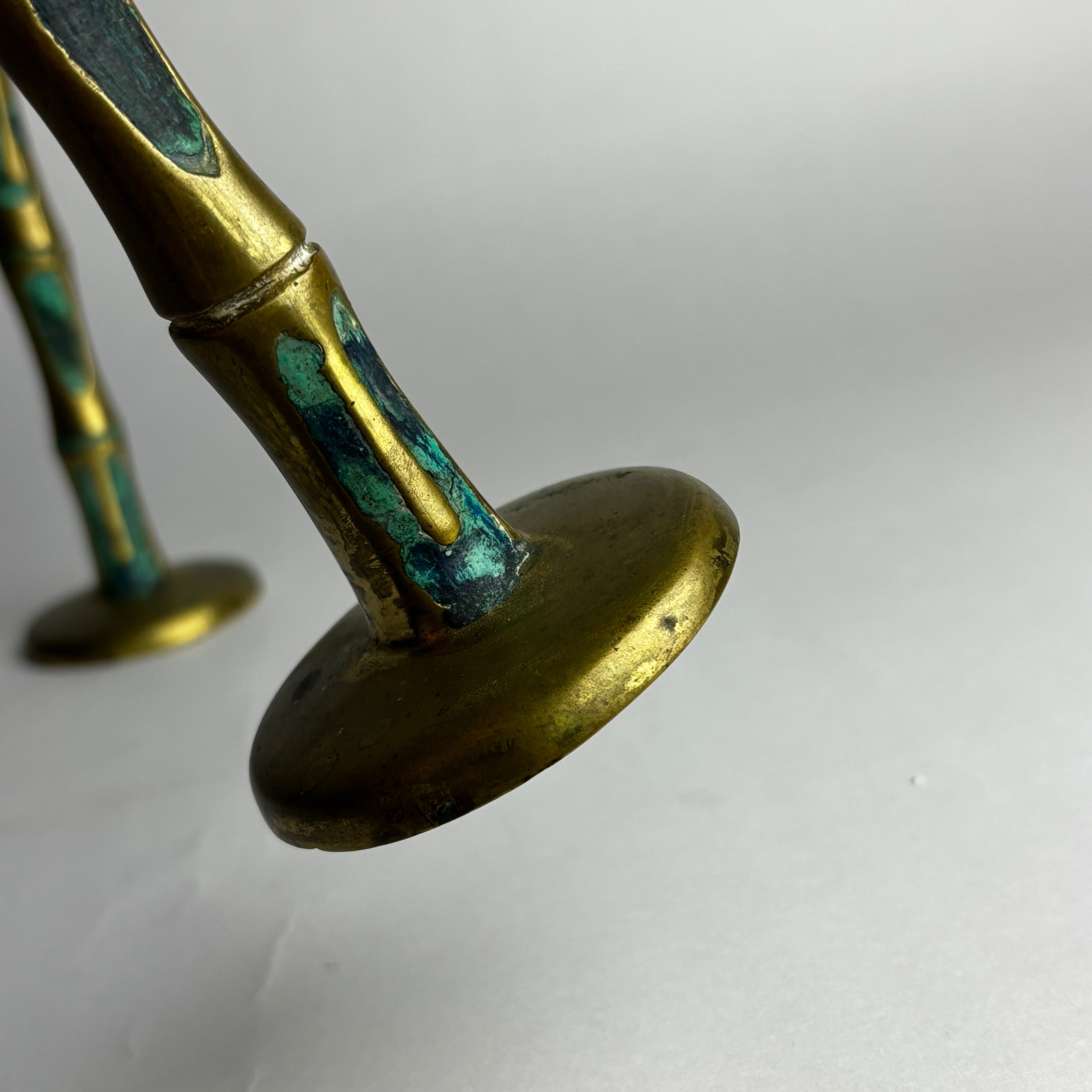 HOLD.  Pepe Mendoza Lapis and Turqoise Inlay Candle Holders — side angle