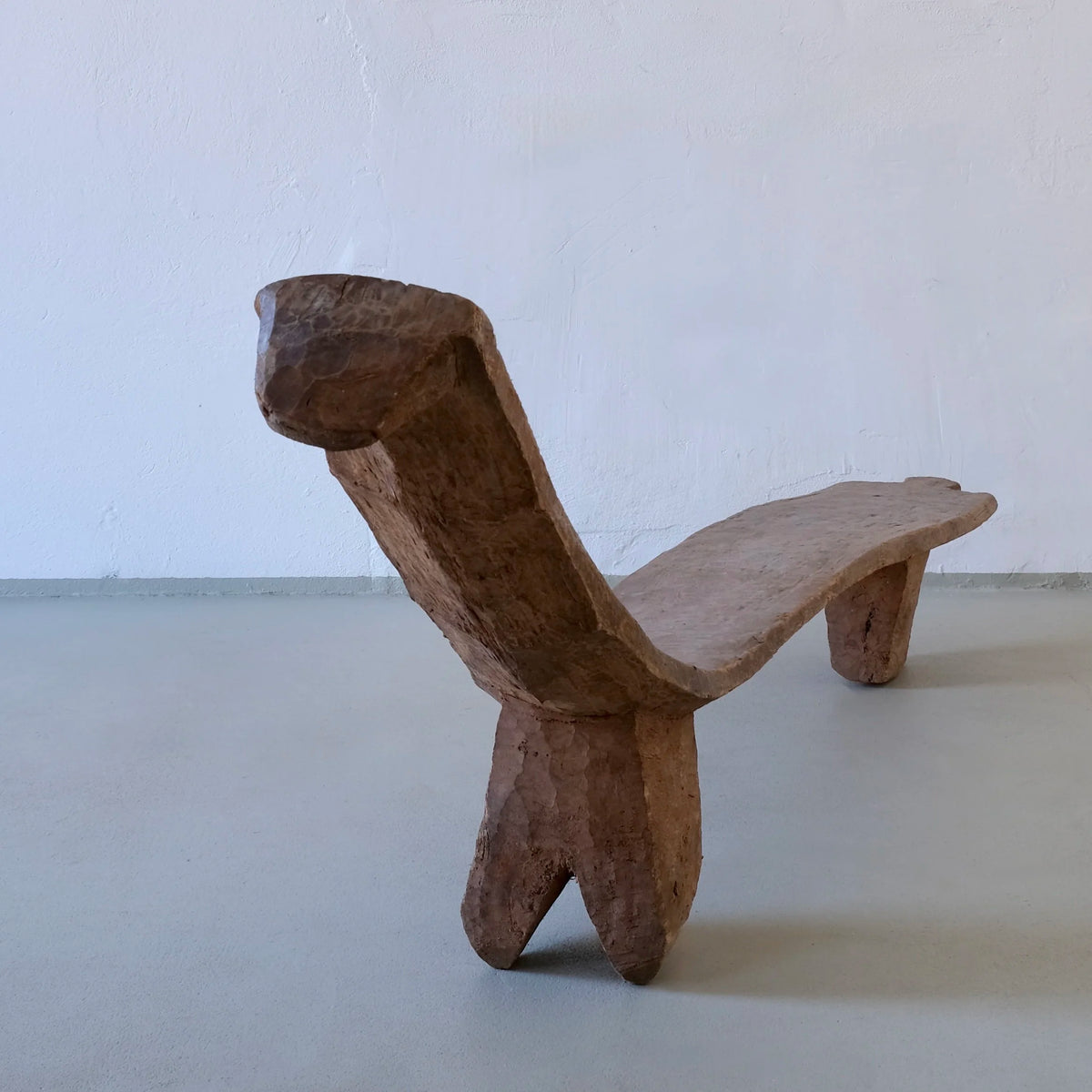 Primitive African Carved Wood Low Sculptural Bench | Vintage — additional view