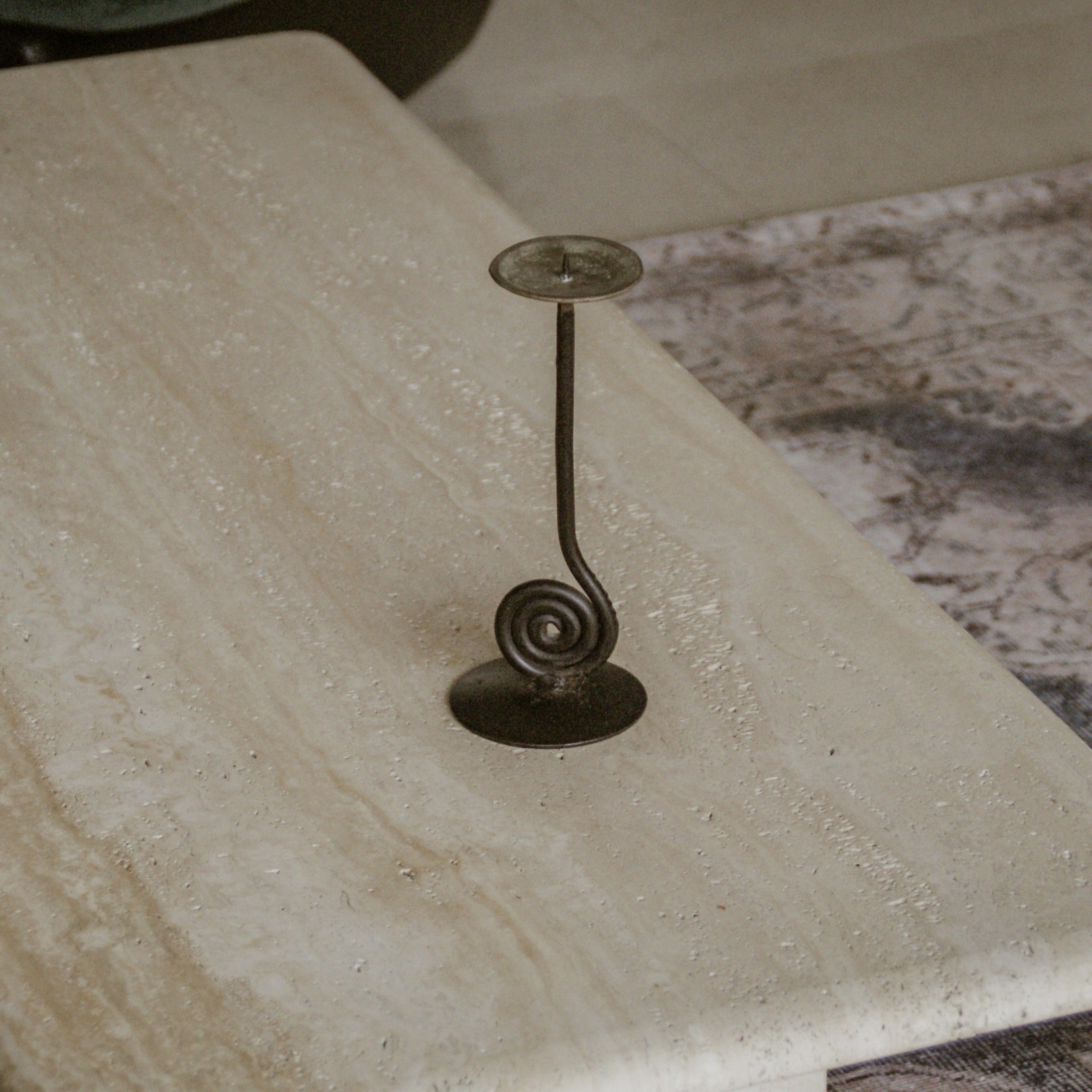 Swirl Cast Iron Candle Holder — lifestyle setting