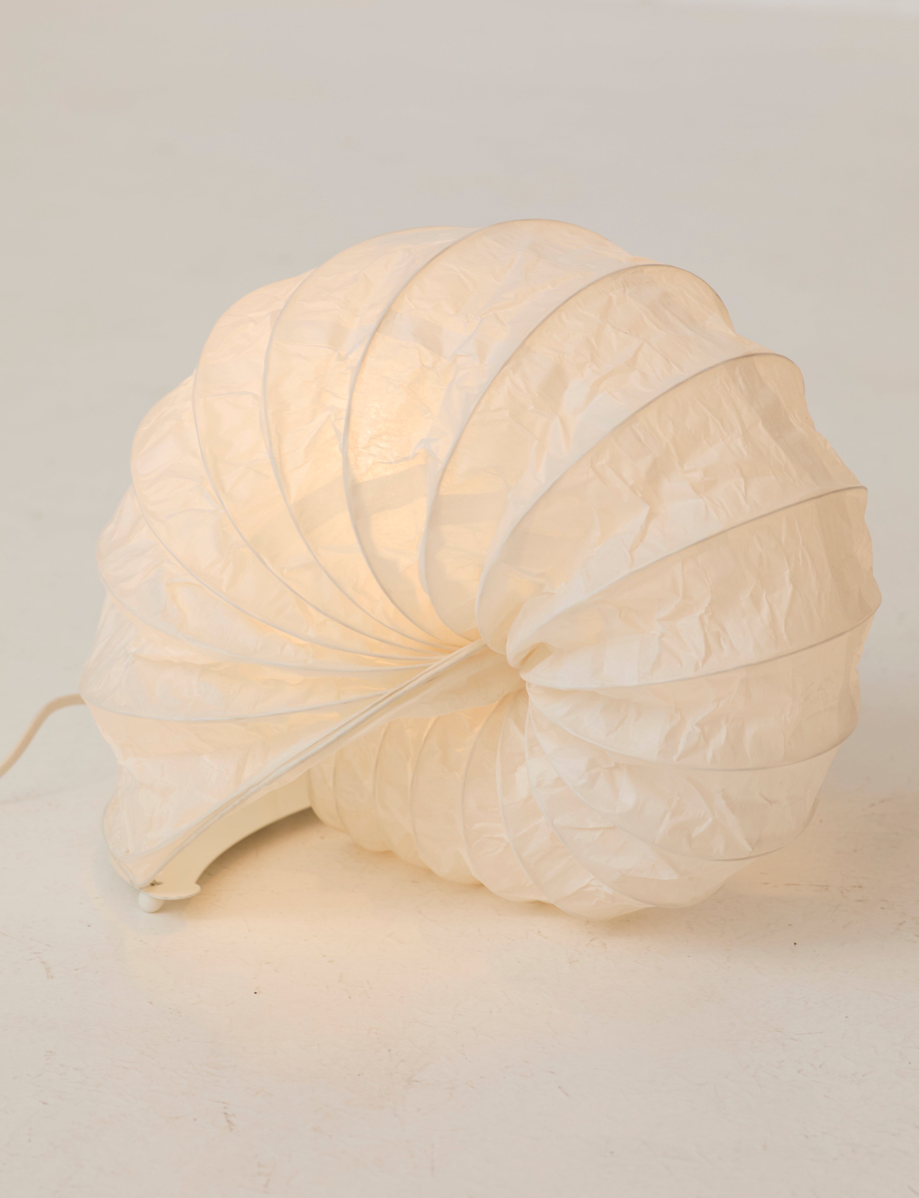 vintage Ikea paper table lamp in the shape of a shell C. 2000 — detail view