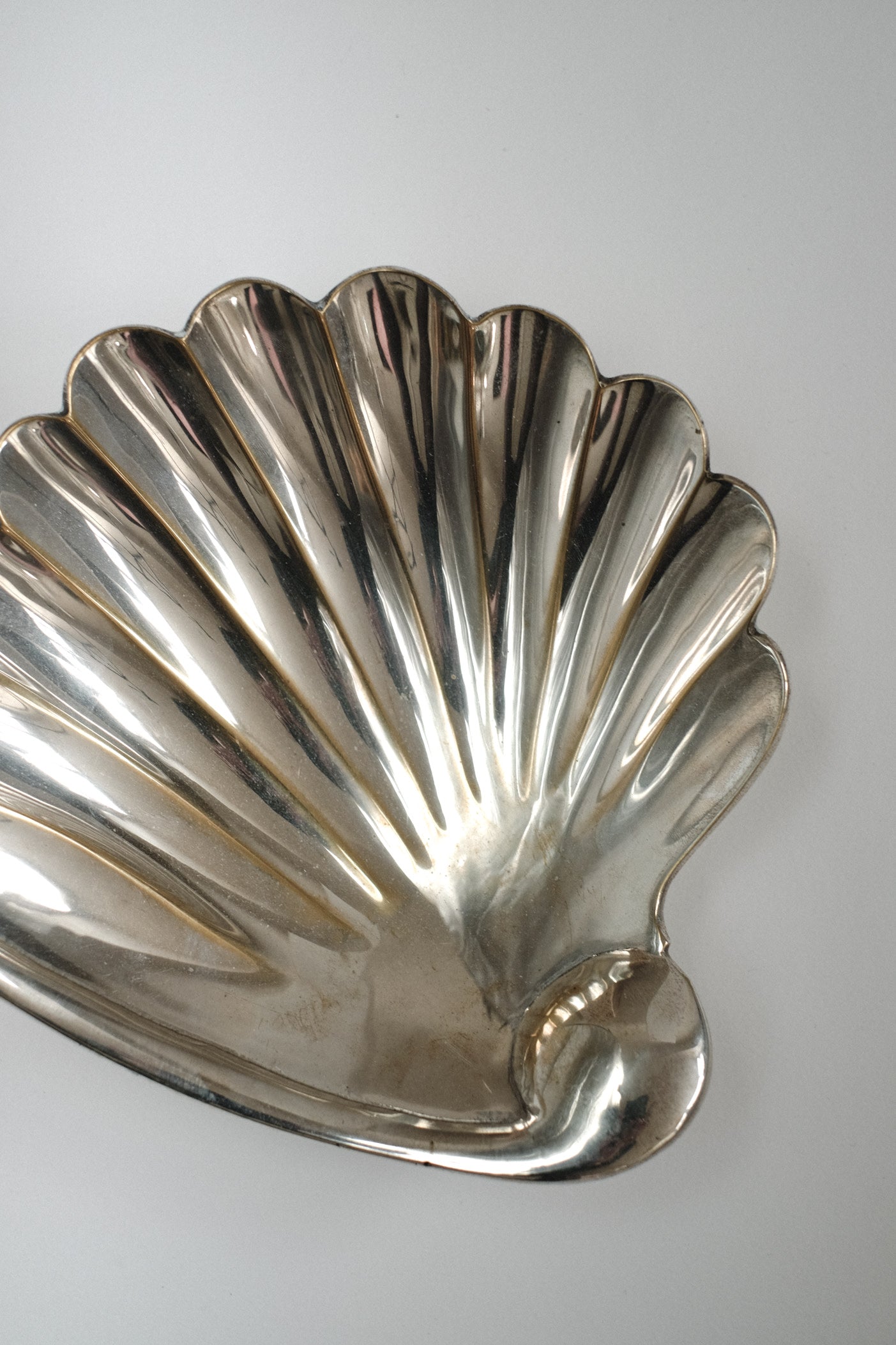 Shell Shaped Vide-Poches — close-up of shiny metal surface