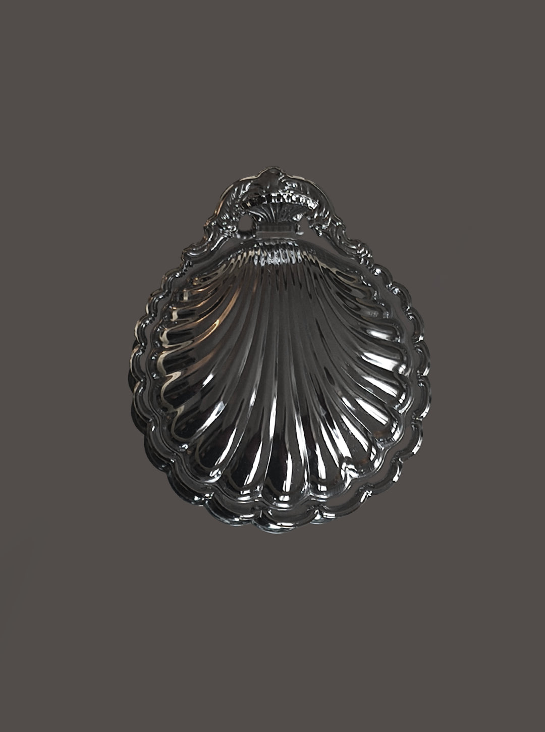 Large Shell Butter Dish — top view of silver shell design