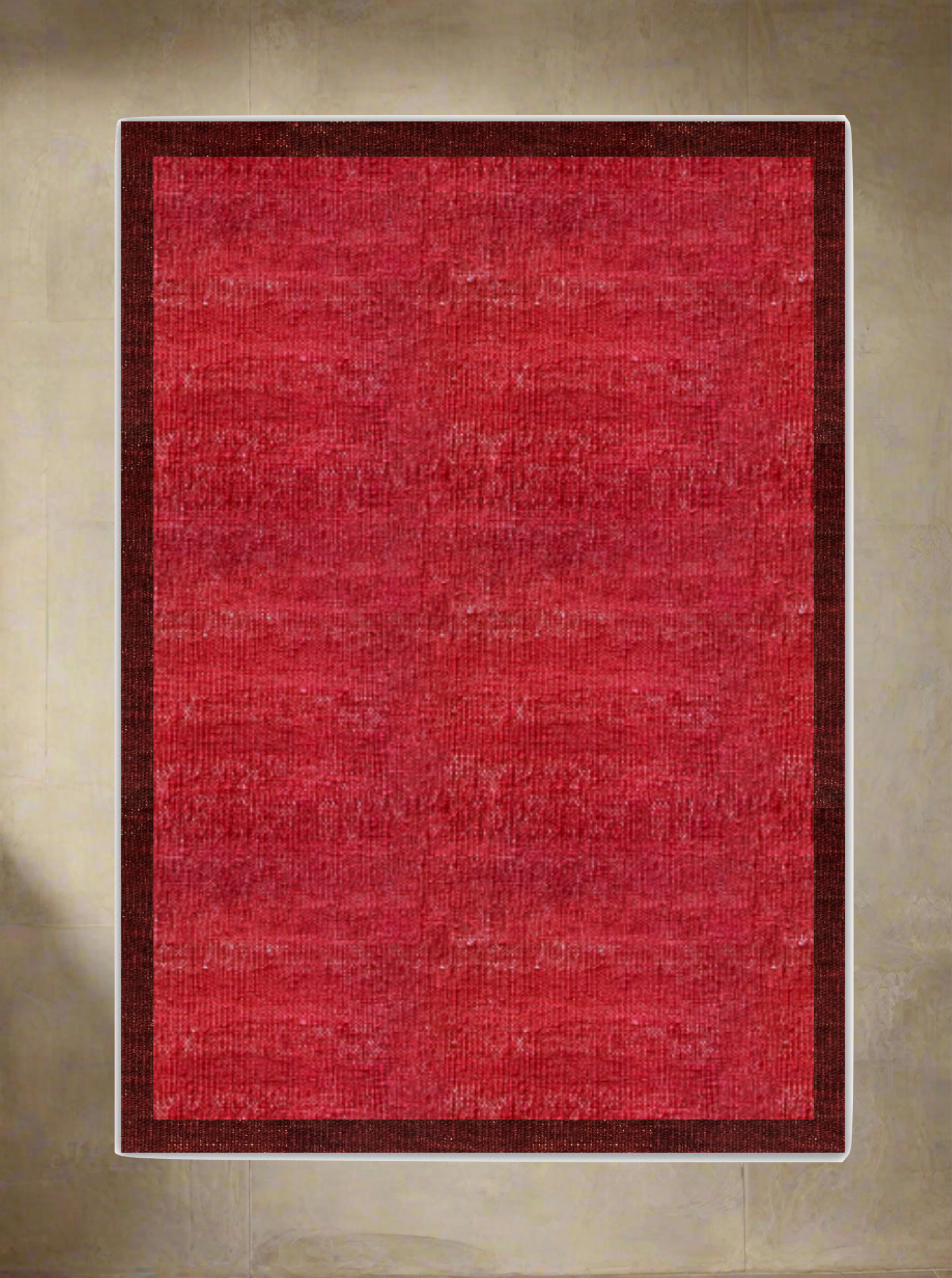 Contrast Border Kilim - Handwoven Rug — overhead view on neutral floor
