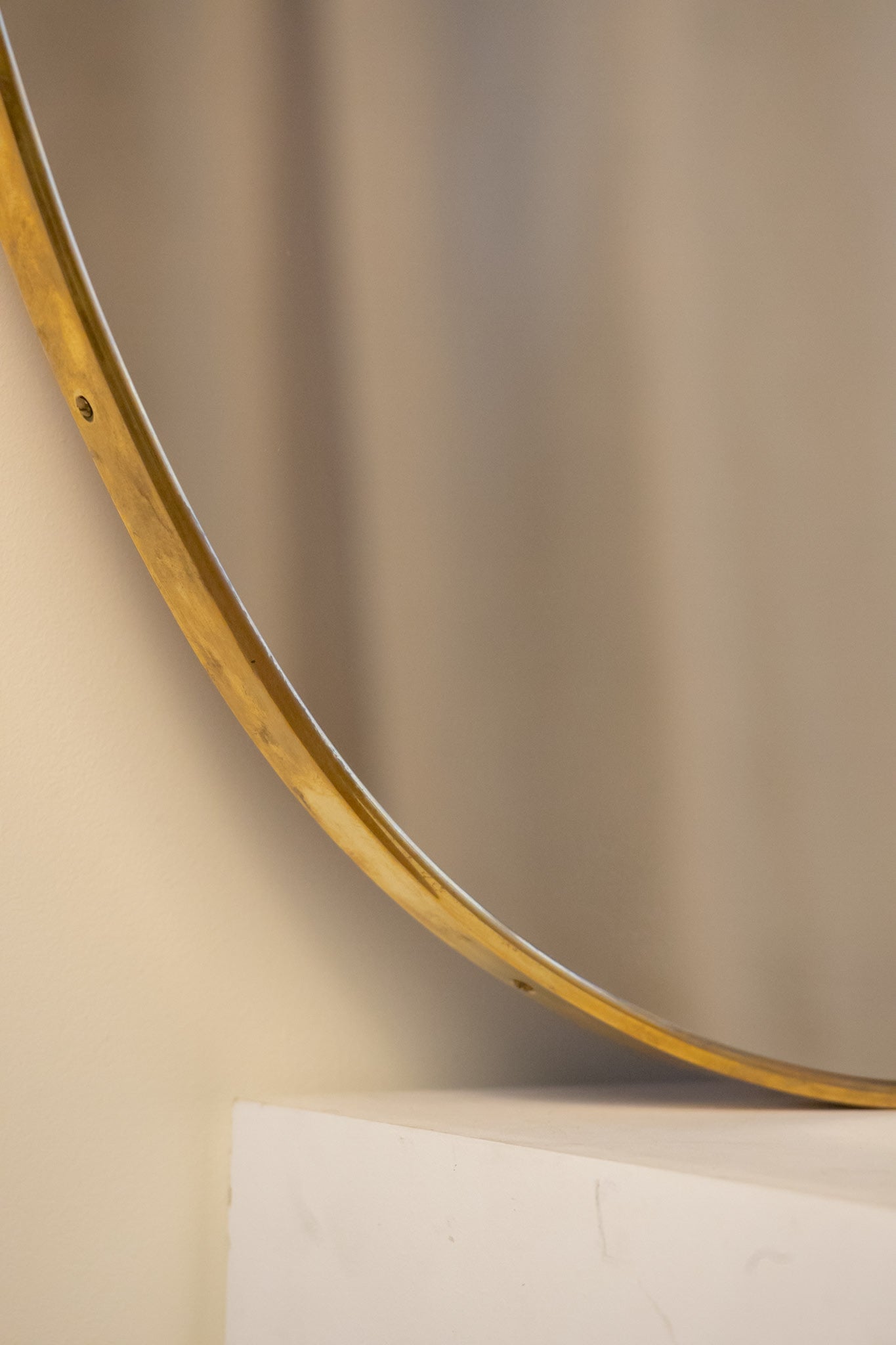 Large Mid-Century Italian Brass Shield Mirror