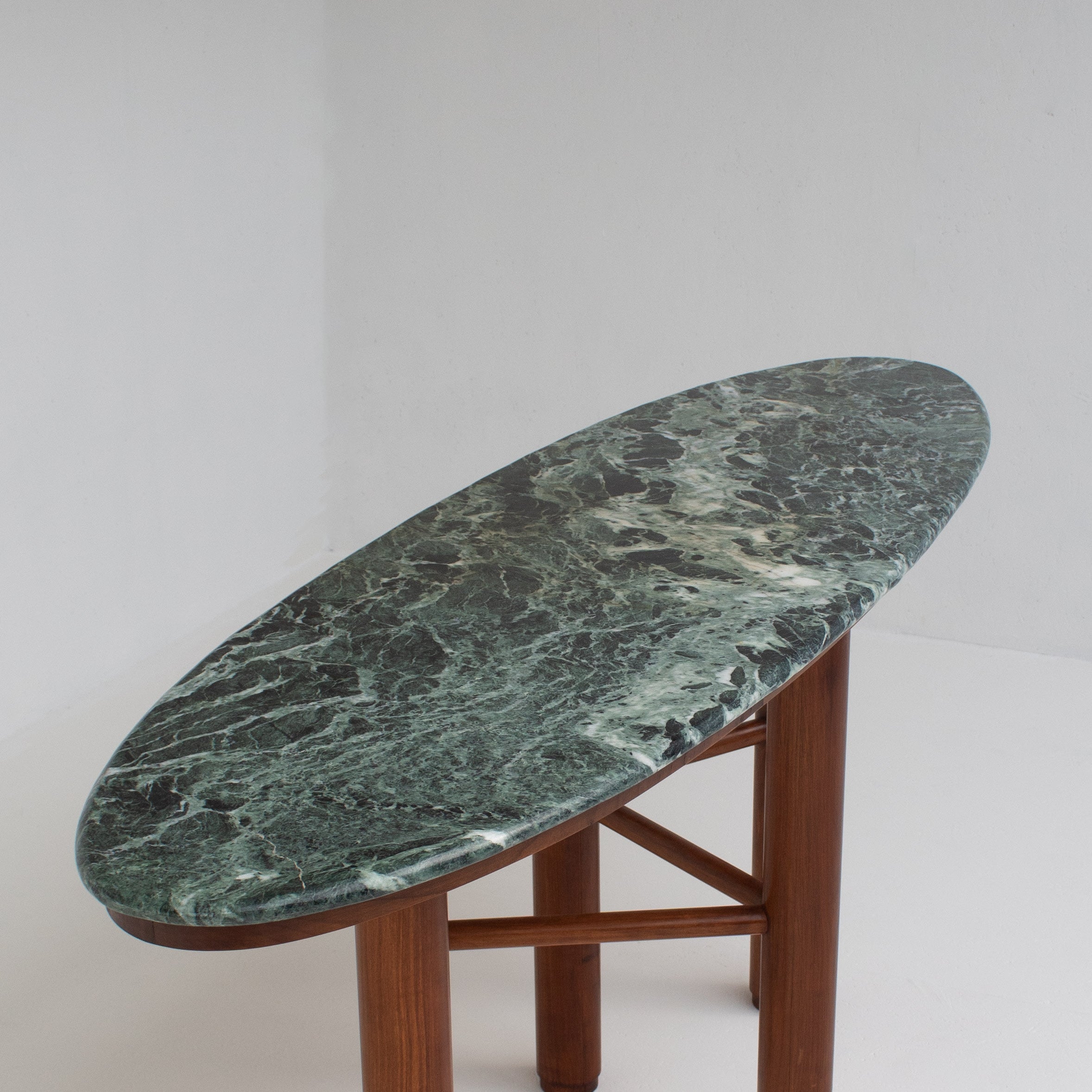 Mid Century Italian Side Table/Console with Green Marble Top — in context