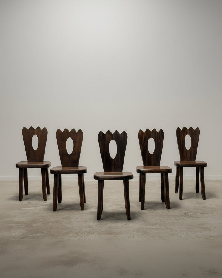 Set of Five Aranjou Elm Chairs by GALERIE ECV | The Oblist