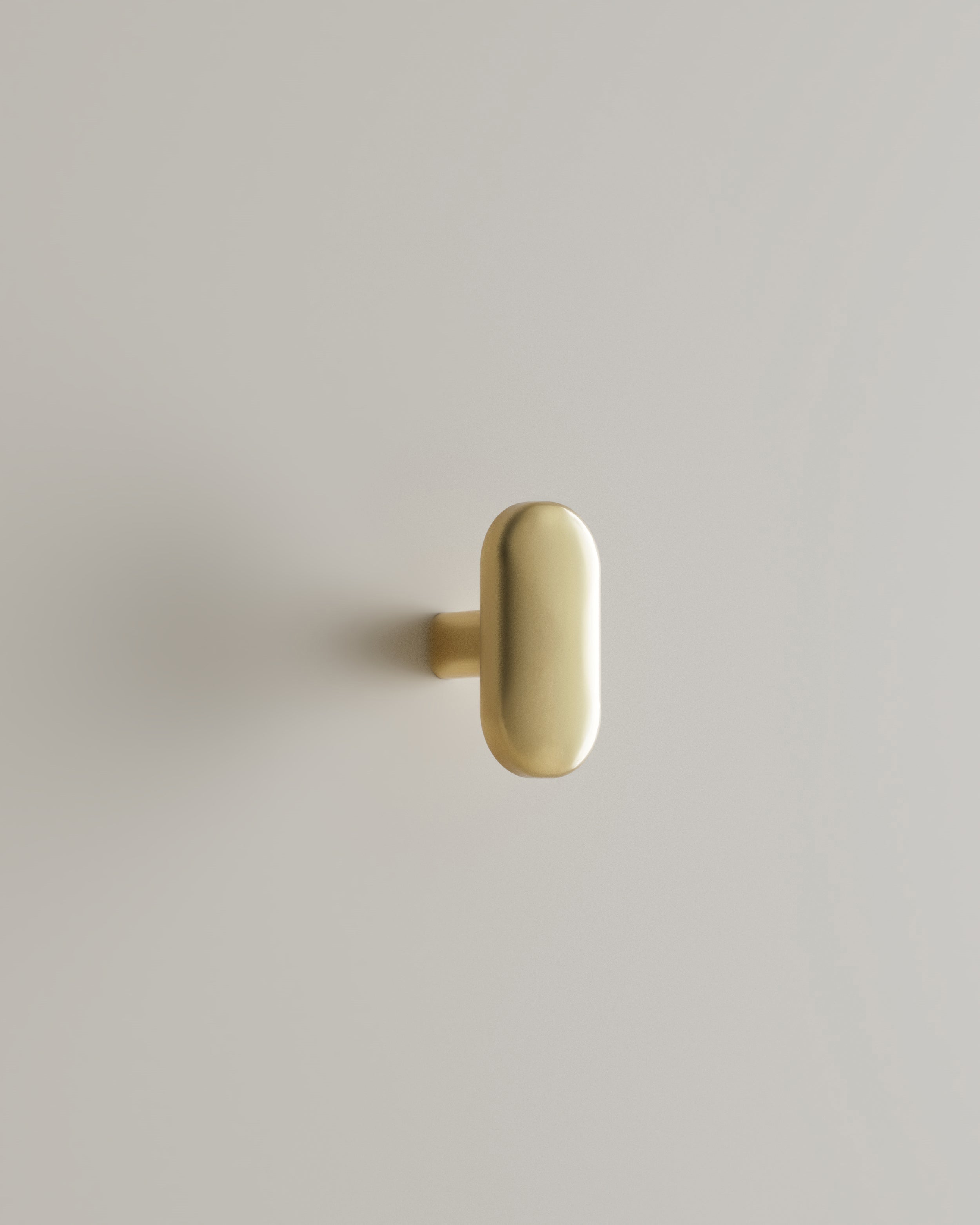 OVAL Cabinet Knob/Wall Hook — top view of polished brass finish