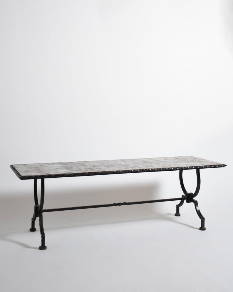 Wrought iron and marble coffee table, France 1940s by Barracuda Interiors | The Oblist — vintage design, neutral tones