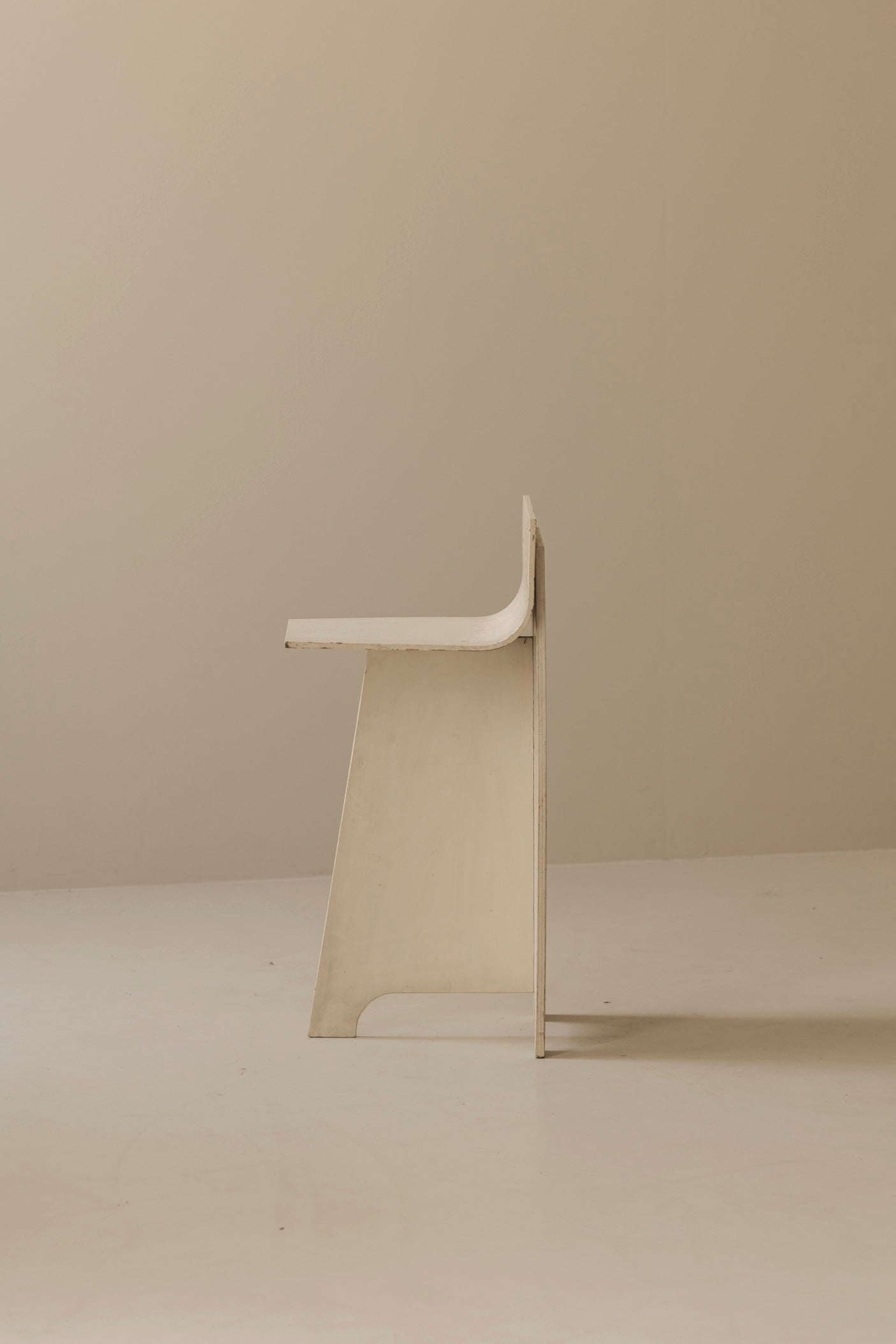 Decorative Sculptural French Off-White Plywood Accent Chair, 1940s — lifestyle setting