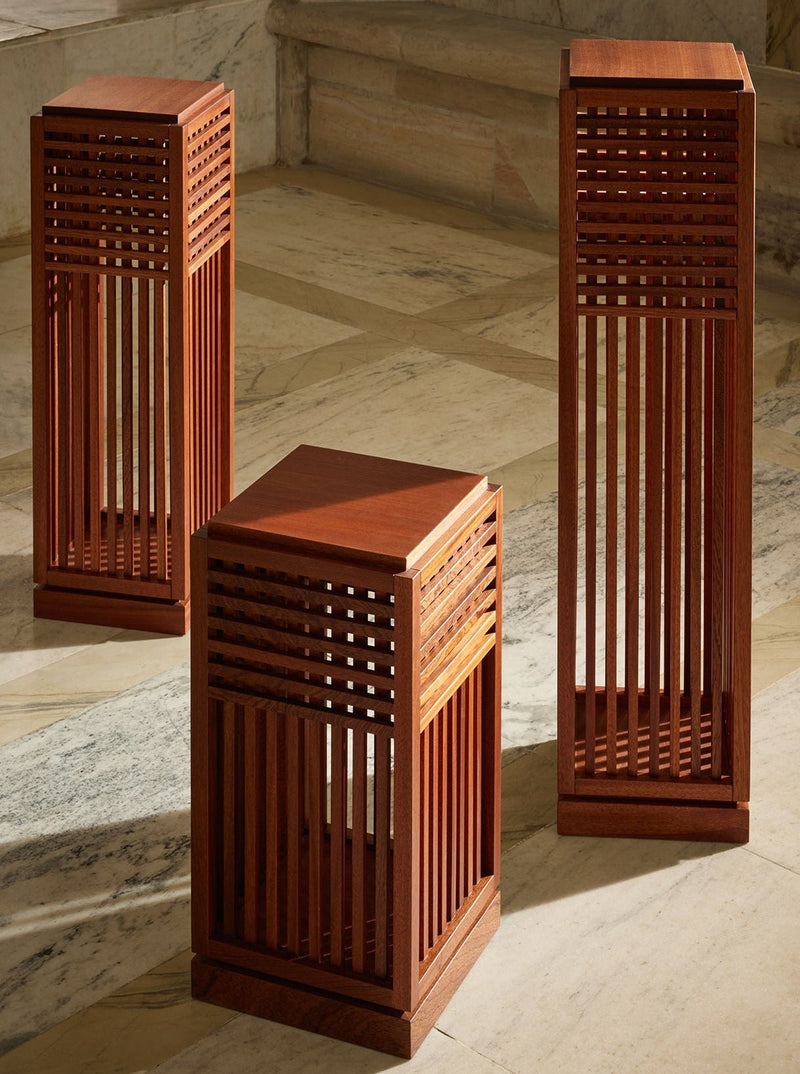 Riviera Plinth short in Oiled African Mahogany by Lemon | The Oblist — handcrafted wood, warm tones