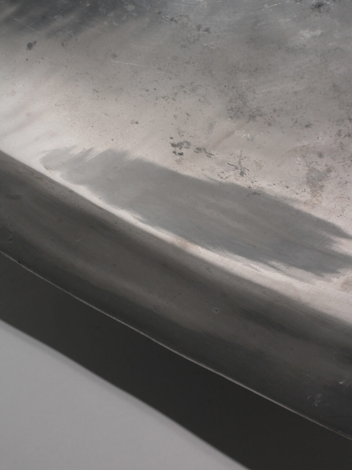 Polished Aluminum Contemporary Square Large Bowl — side angle