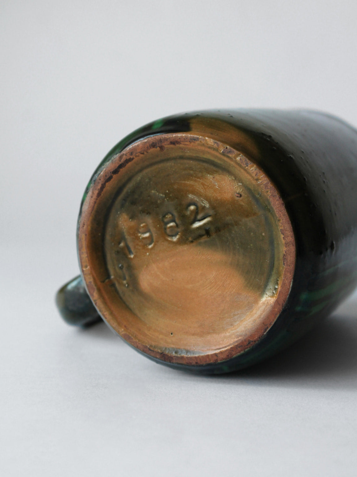 Green Glaze Vintage Ceramic Pitcher