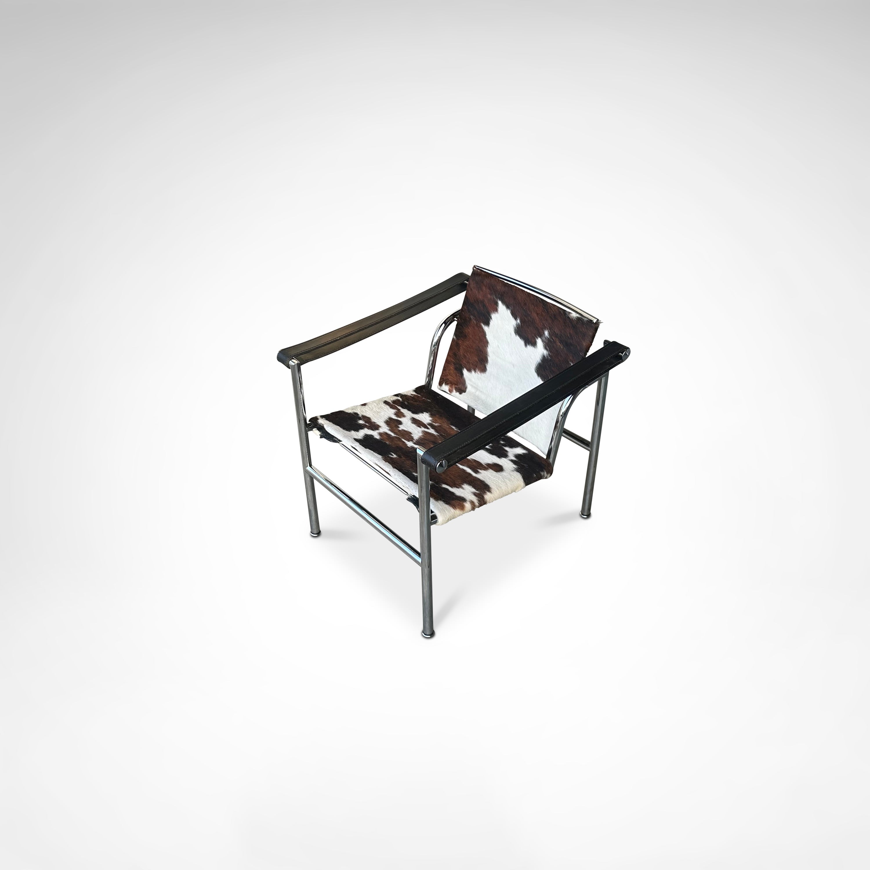 LC1 ponyskin armchair by Le Corbusier et al for Cassina 1980s — lifestyle setting