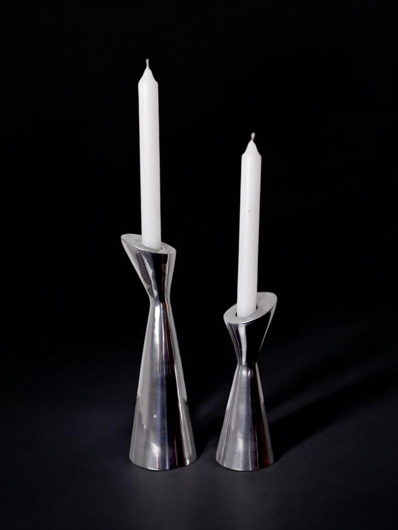 Pair of Swan candlesticks by Matthew Hilton, England, 1980 — detail view