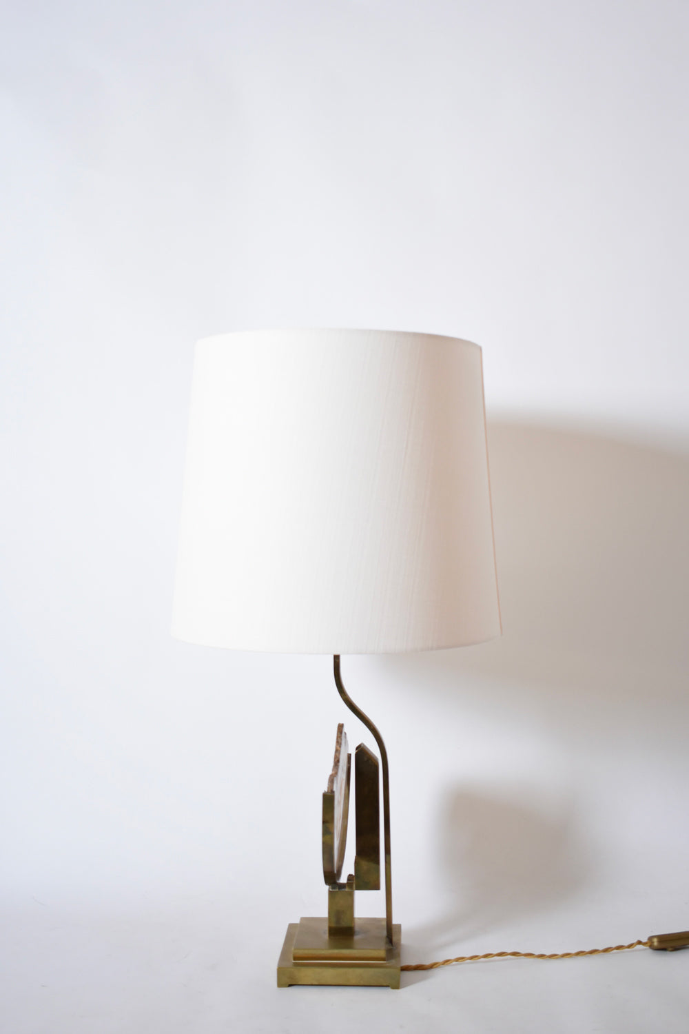 Agate and Brass Table Lamp, 1970s — side angle