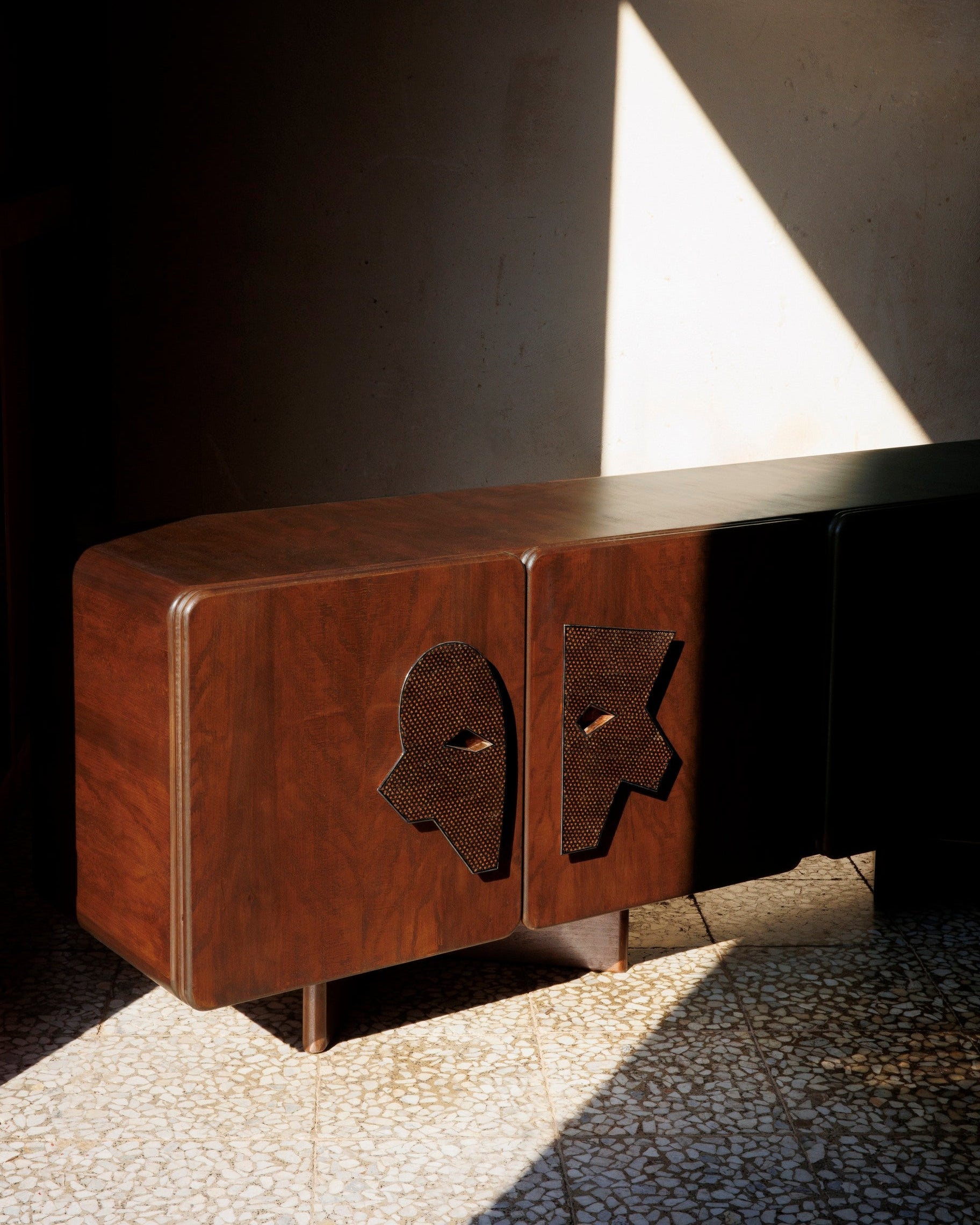 Wood and Khatam and Walnut Sideboard/Cabinet - MA Credenza Contemporary Style