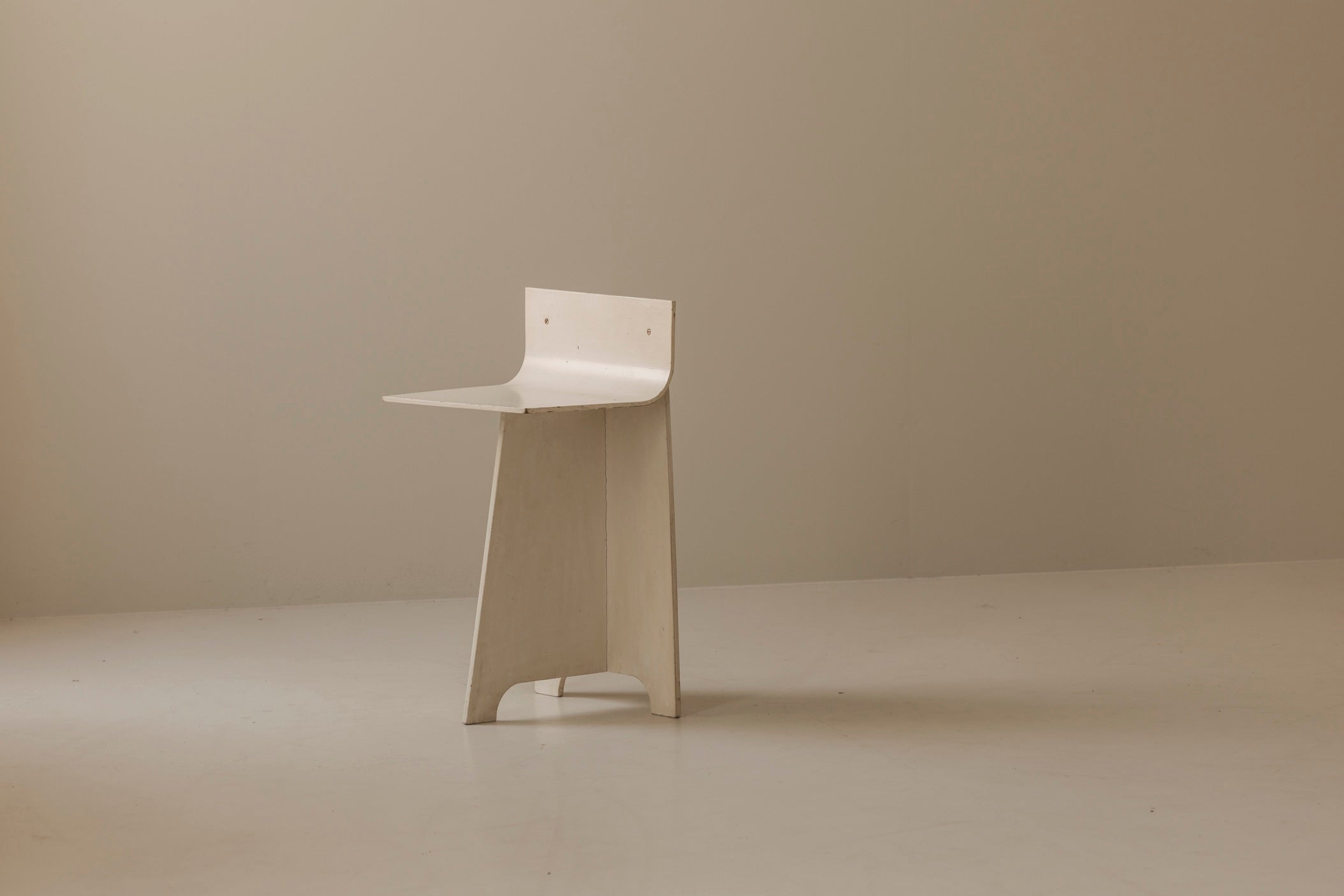 Decorative Sculptural French Off-White Plywood Accent Chair, 1940s — side angle