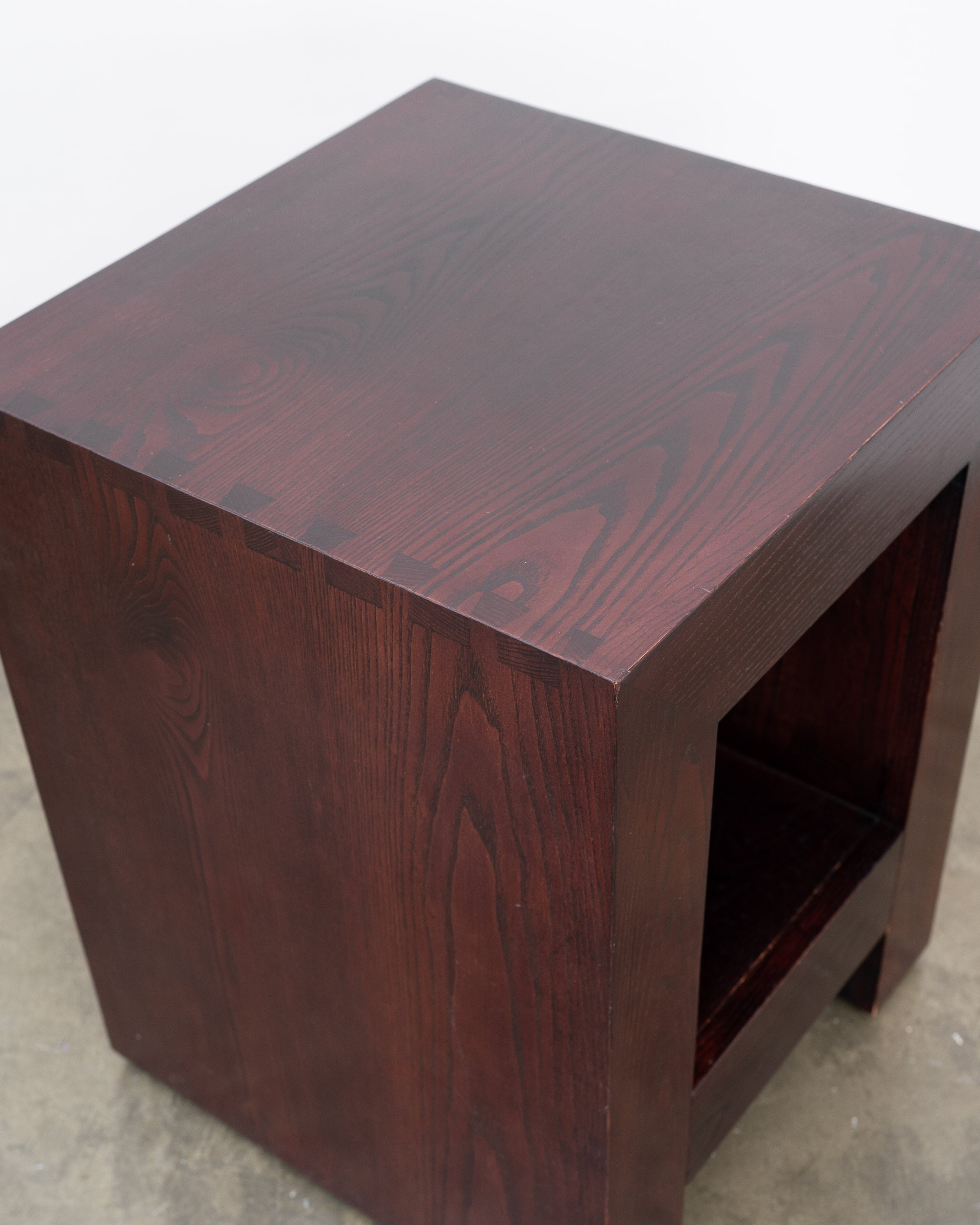 Postmodern Ash Cabinet, c.1980 — top view of dark wood finish