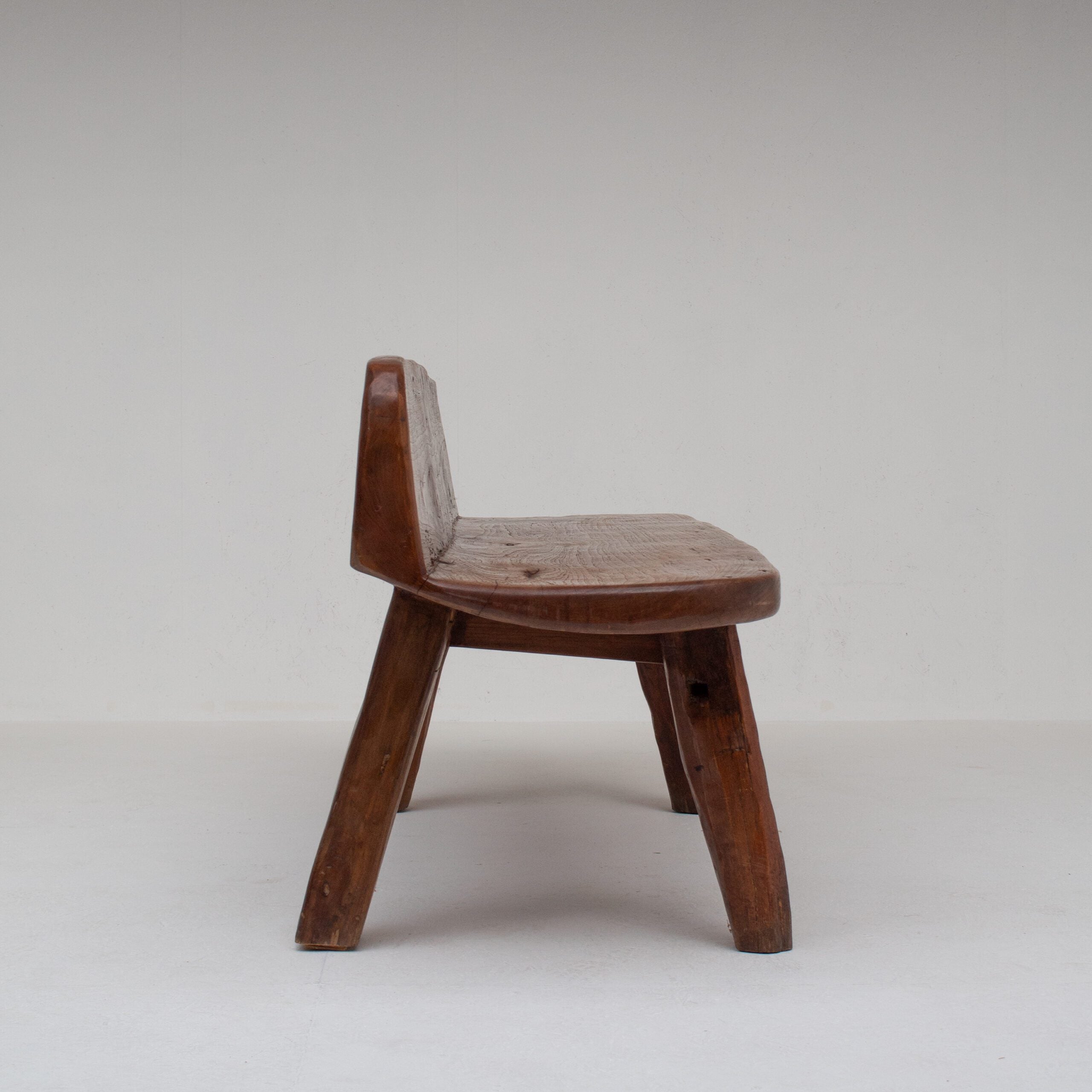 Rustic Wooden Bench — side profile showing handcrafted wooden seat