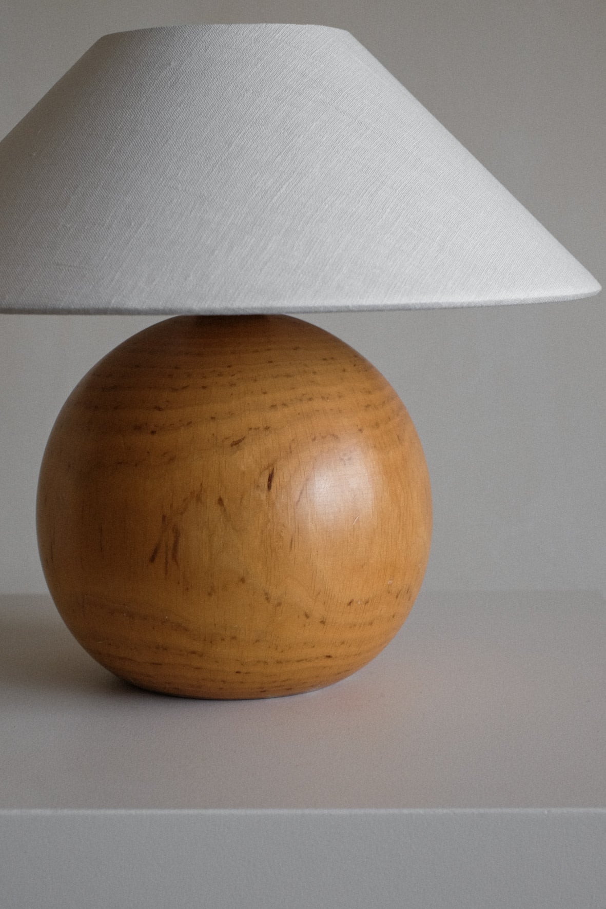 Wooden table lamp — close-up