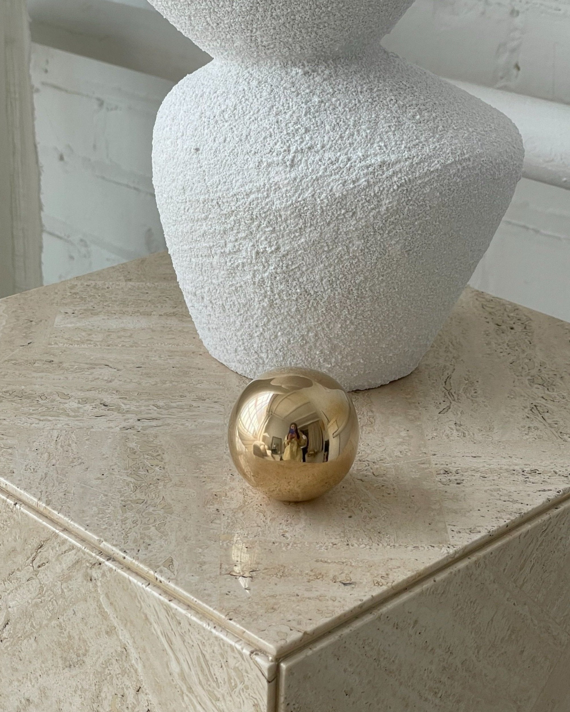 CERCLE Cabinet Knob Large — brass knob on marble surface