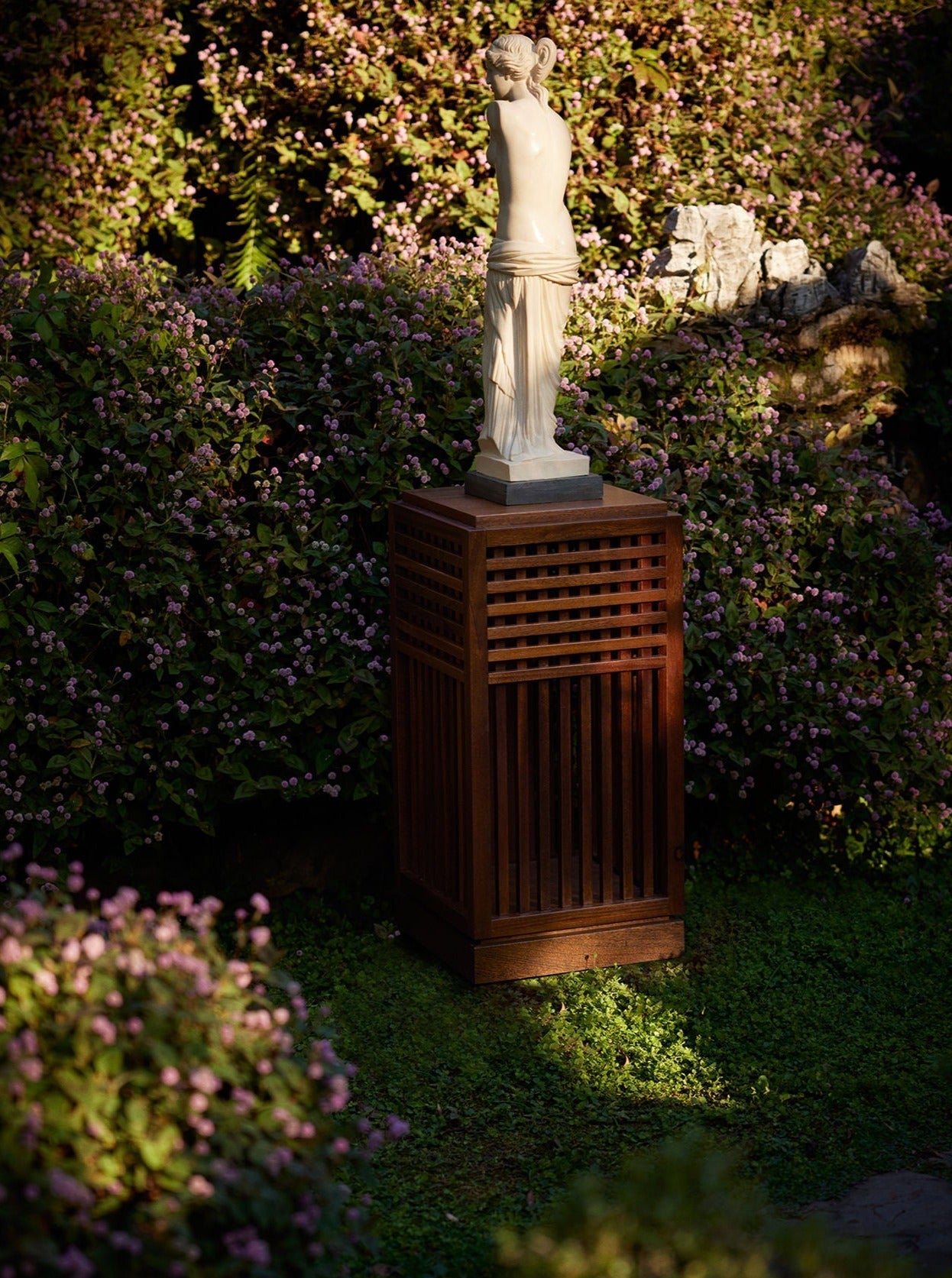 Riviera Plinth Medium in Oiled African Mahogany — alternate view