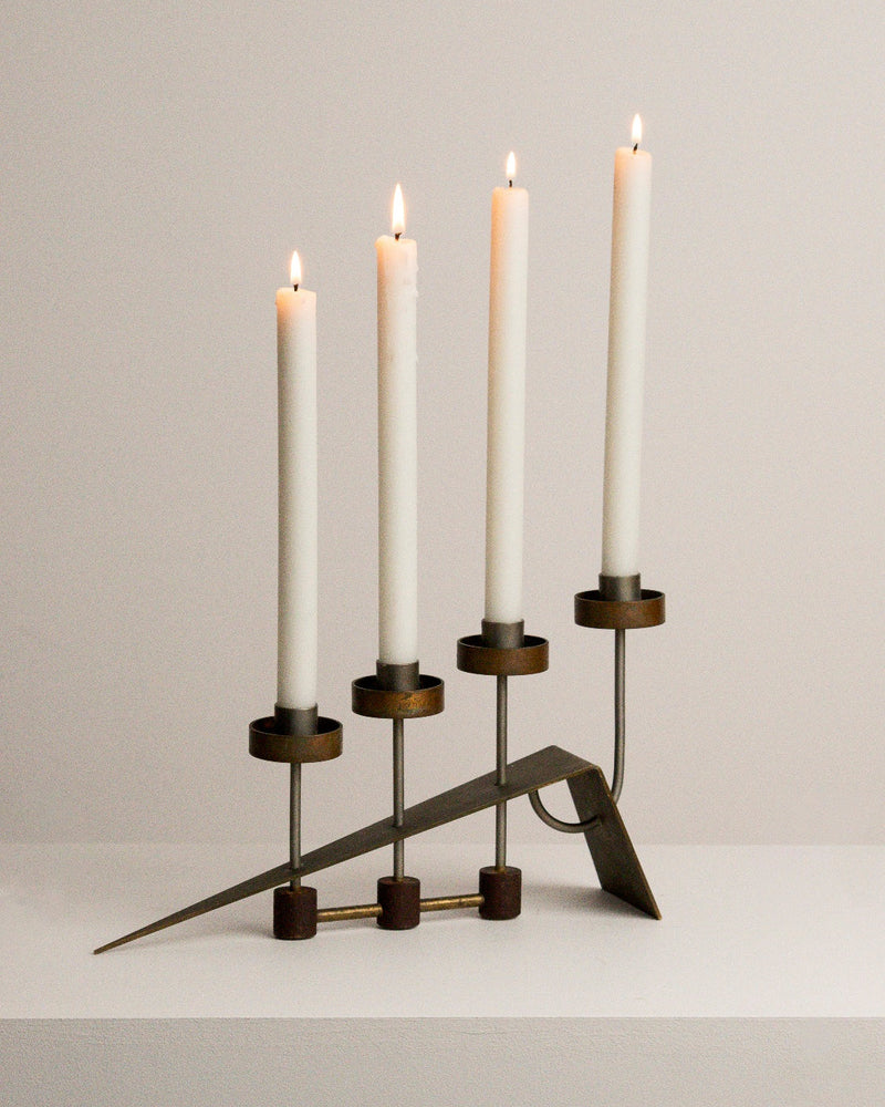 Vintage 1960s Brutalist Metal Candleholder by Studio Ecubed | The Oblist