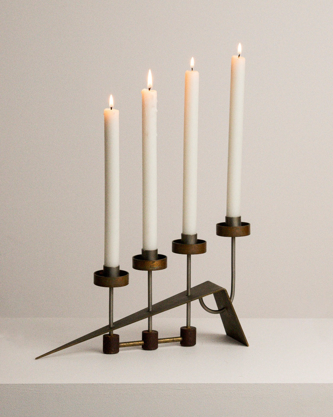 Vintage 1960s Brutalist Metal Candleholder by Studio Ecubed | The Oblist